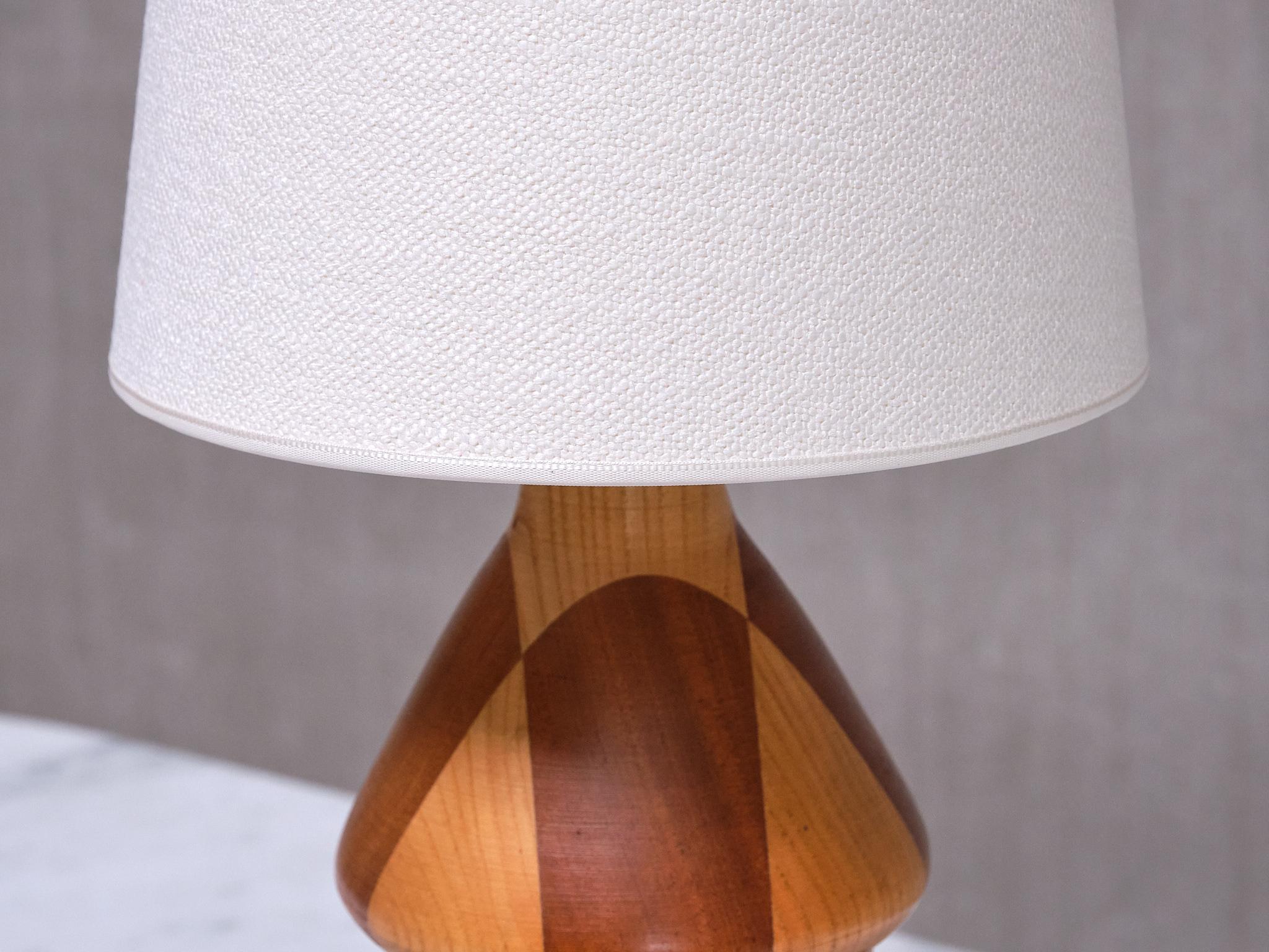 Organic Modern Dual Tone Table Lamp, Turned Oak and Teak, Denmark, 1960s For Sale 5