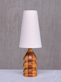 Organic Modern Dual Tone Table Lamp, Turned Oak and Teak, Denmark, 1960s