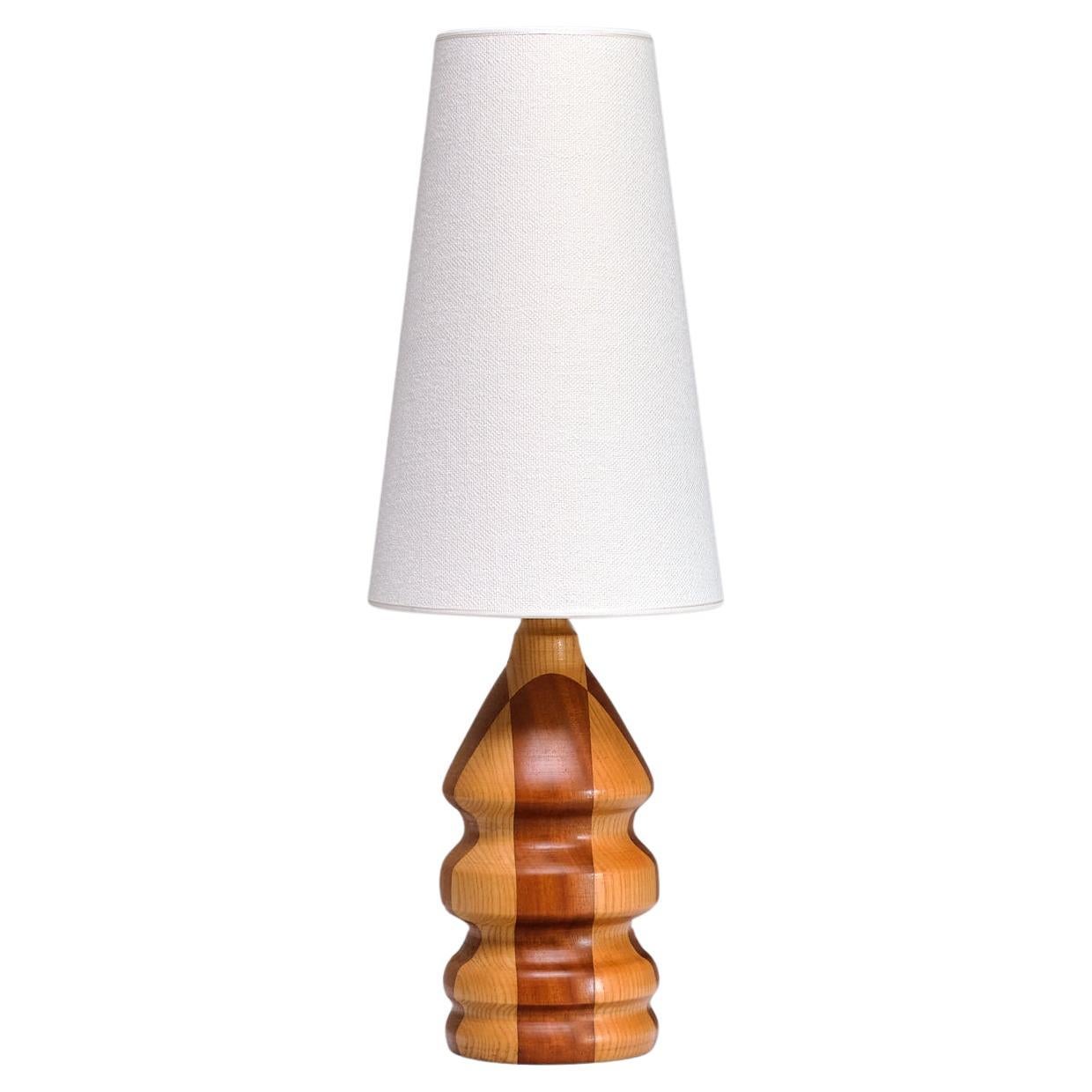 Lampada da tavolo moderna organica a doppio tono, Oak e teak torniti, Danimarca, anni '60