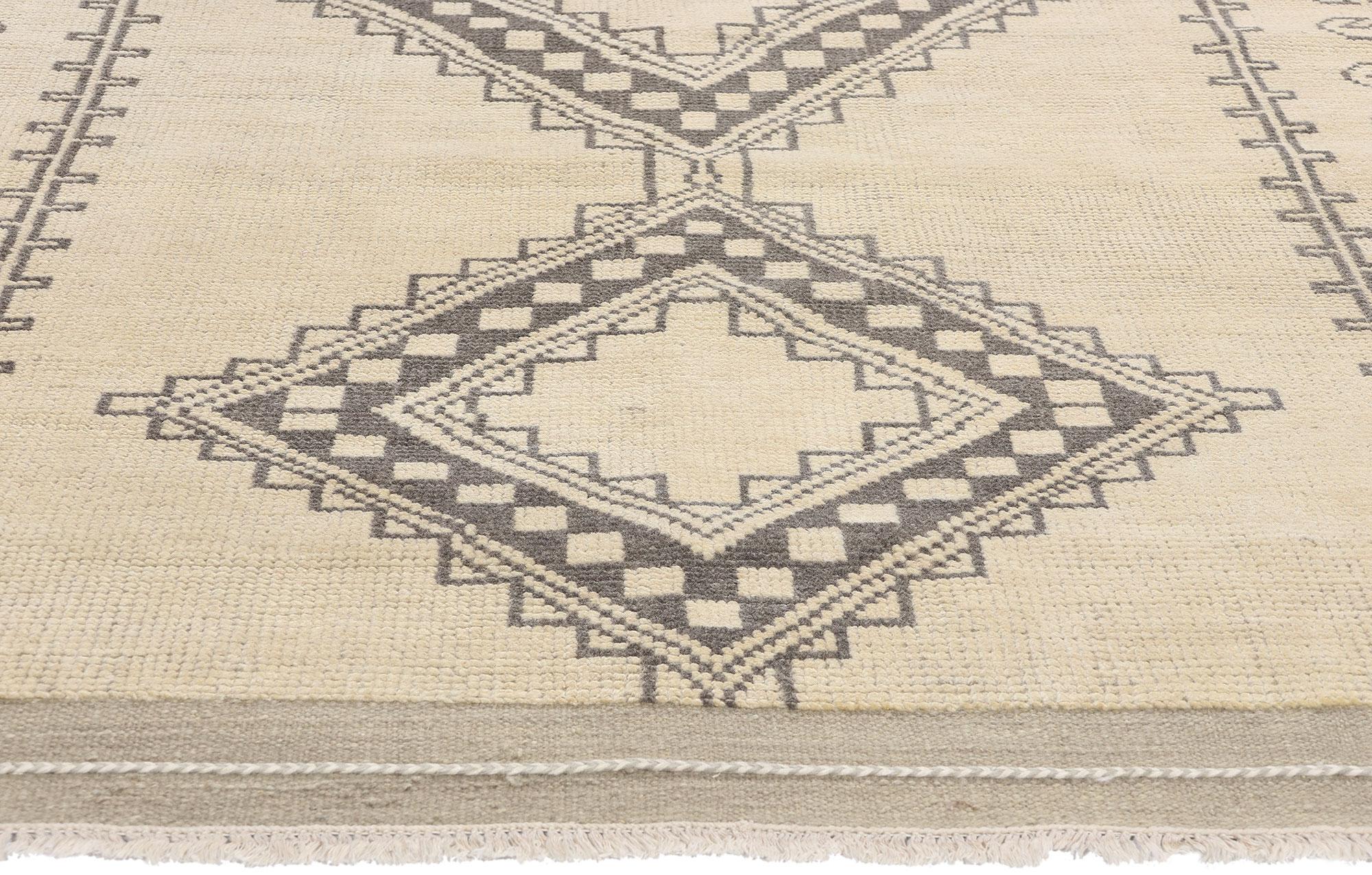 Hand-Knotted New Organic Modern Earth-Tone Moroccan Rug with Transitional Style For Sale