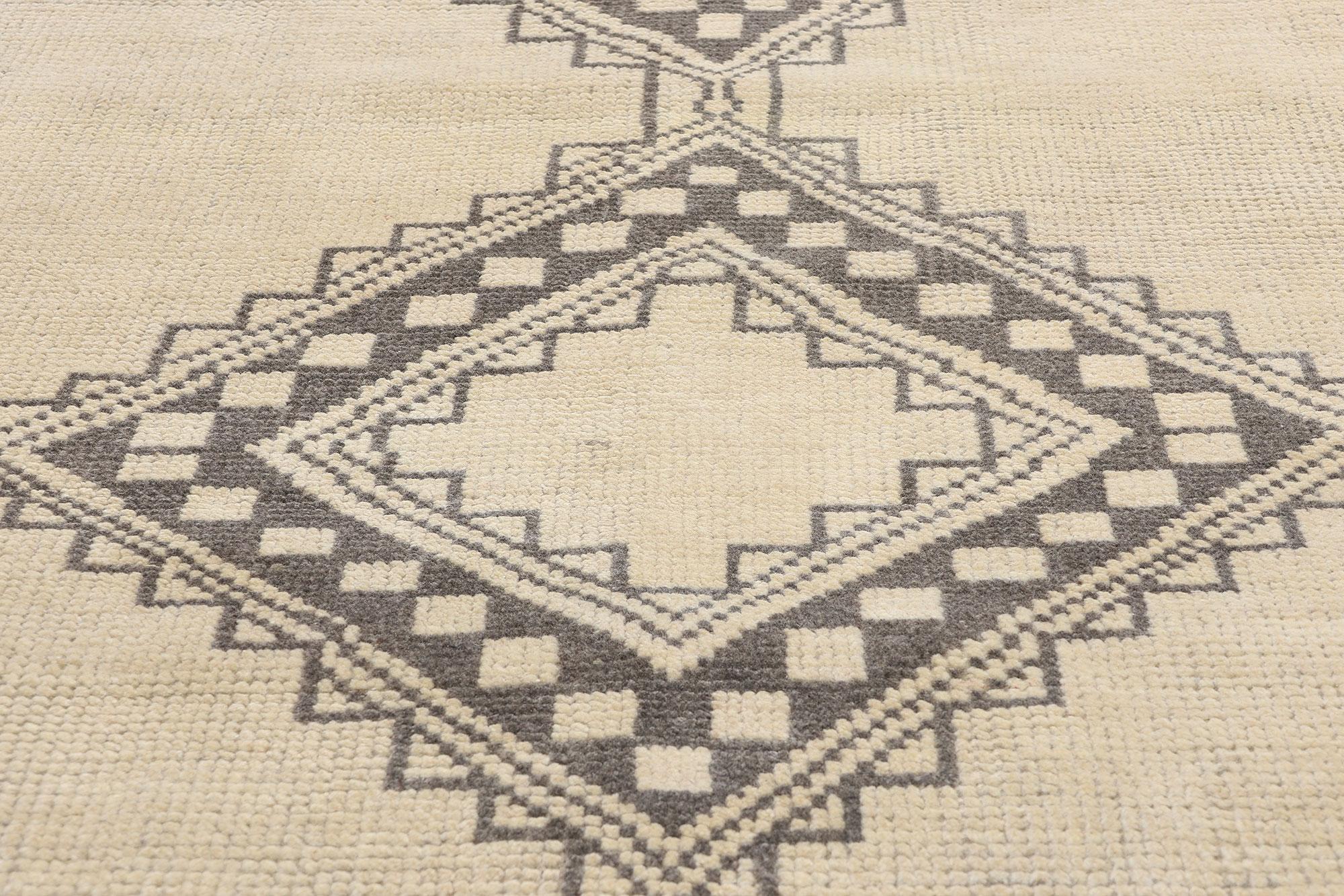 New Organic Modern Earth-Tone Moroccan Rug with Transitional Style In New Condition For Sale In Dallas, TX