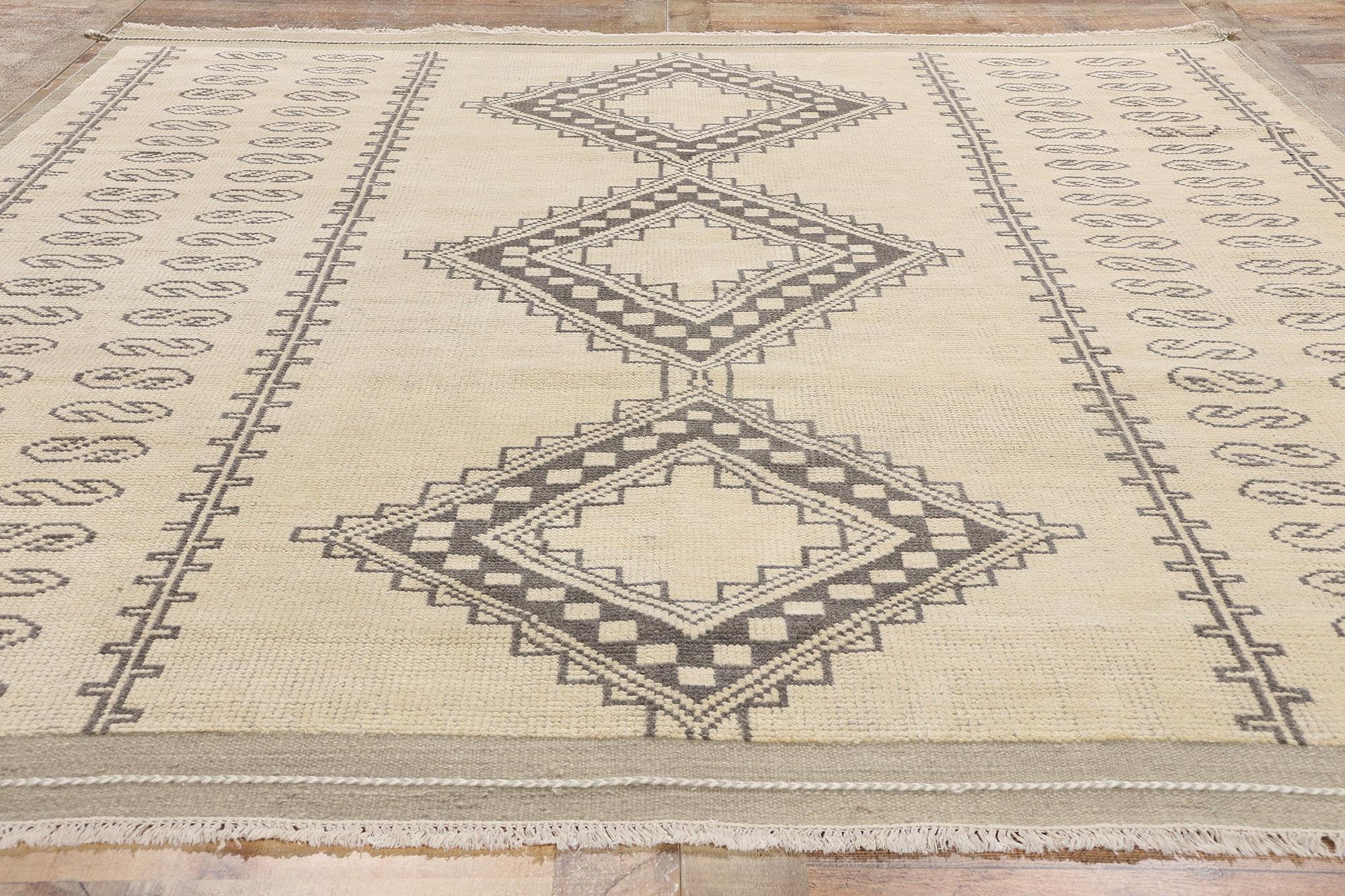 New Organic Modern Earth-Tone Moroccan Rug with Transitional Style For Sale 1