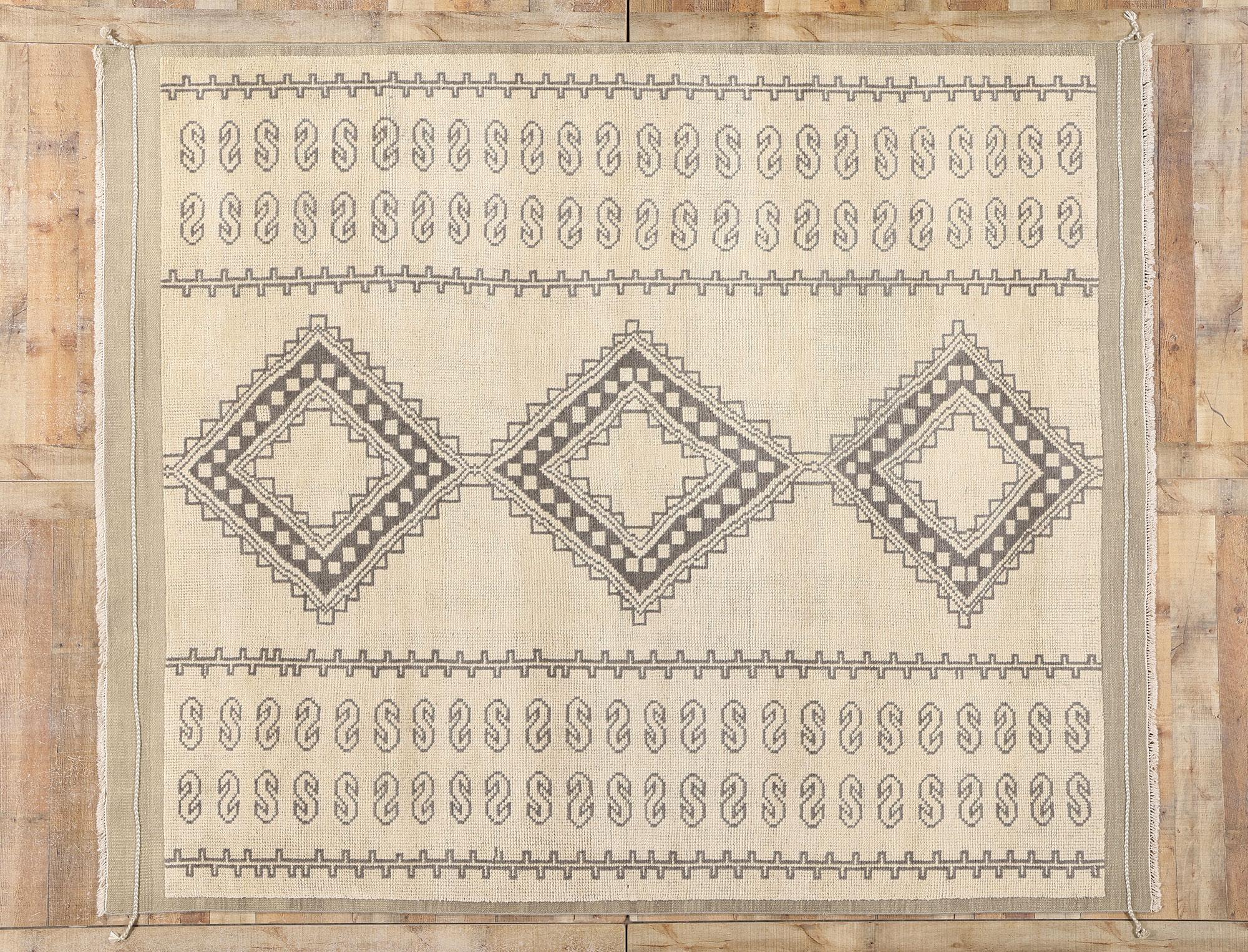 New Organic Modern Earth-Tone Moroccan Rug with Transitional Style For Sale 2