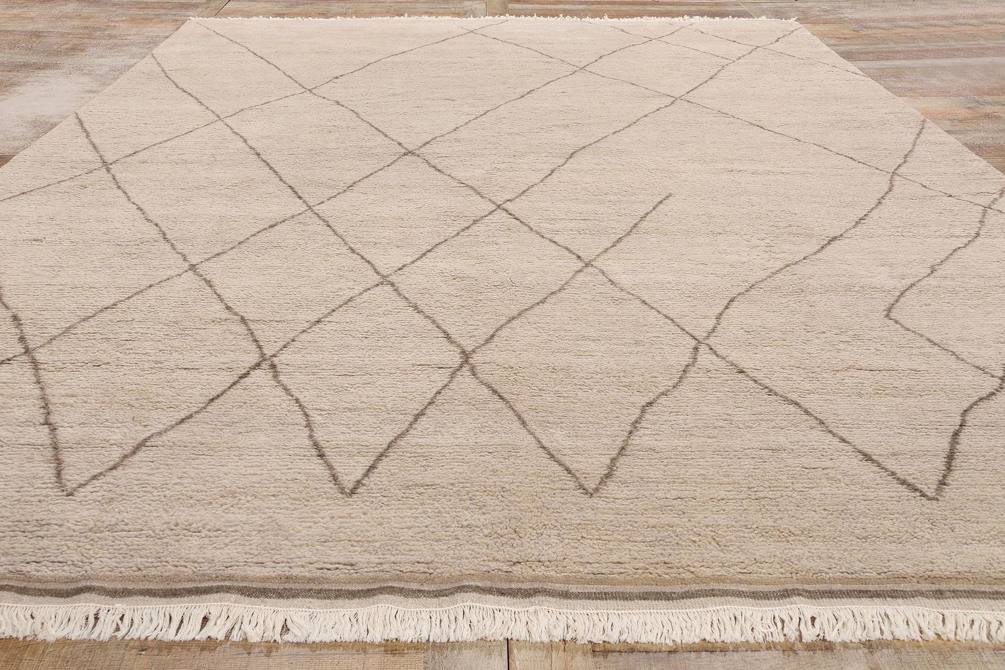 Organic Modern Earth-Tone Moroccan Rug, Wabi-Sabi Meets Sustainable Elegance For Sale 1