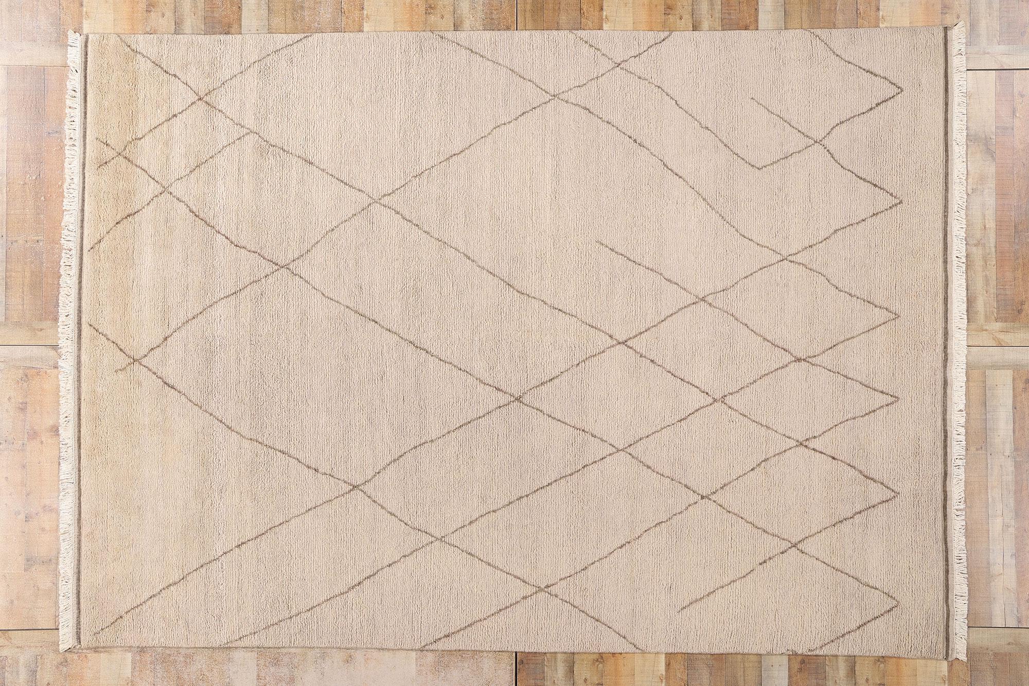 Organic Modern Earth-Tone Moroccan Rug, Wabi-Sabi Meets Sustainable Elegance For Sale 2