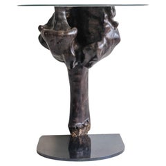 Organic modern entryway table made from salvaged Ziricote Burl