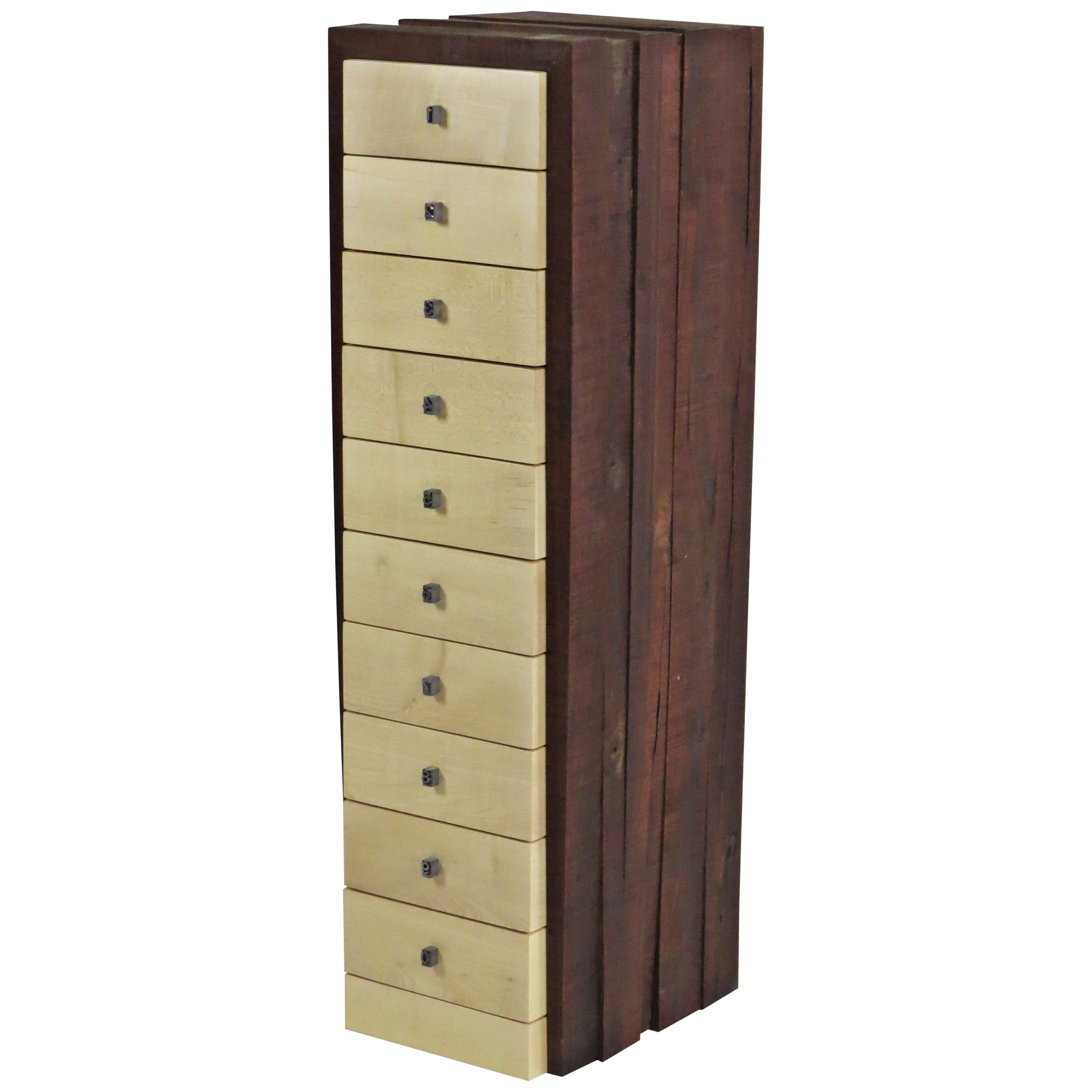 Organic Modern, European, 21st Century, Drawer Cabinet, Dresser, Walnut, Maple For Sale