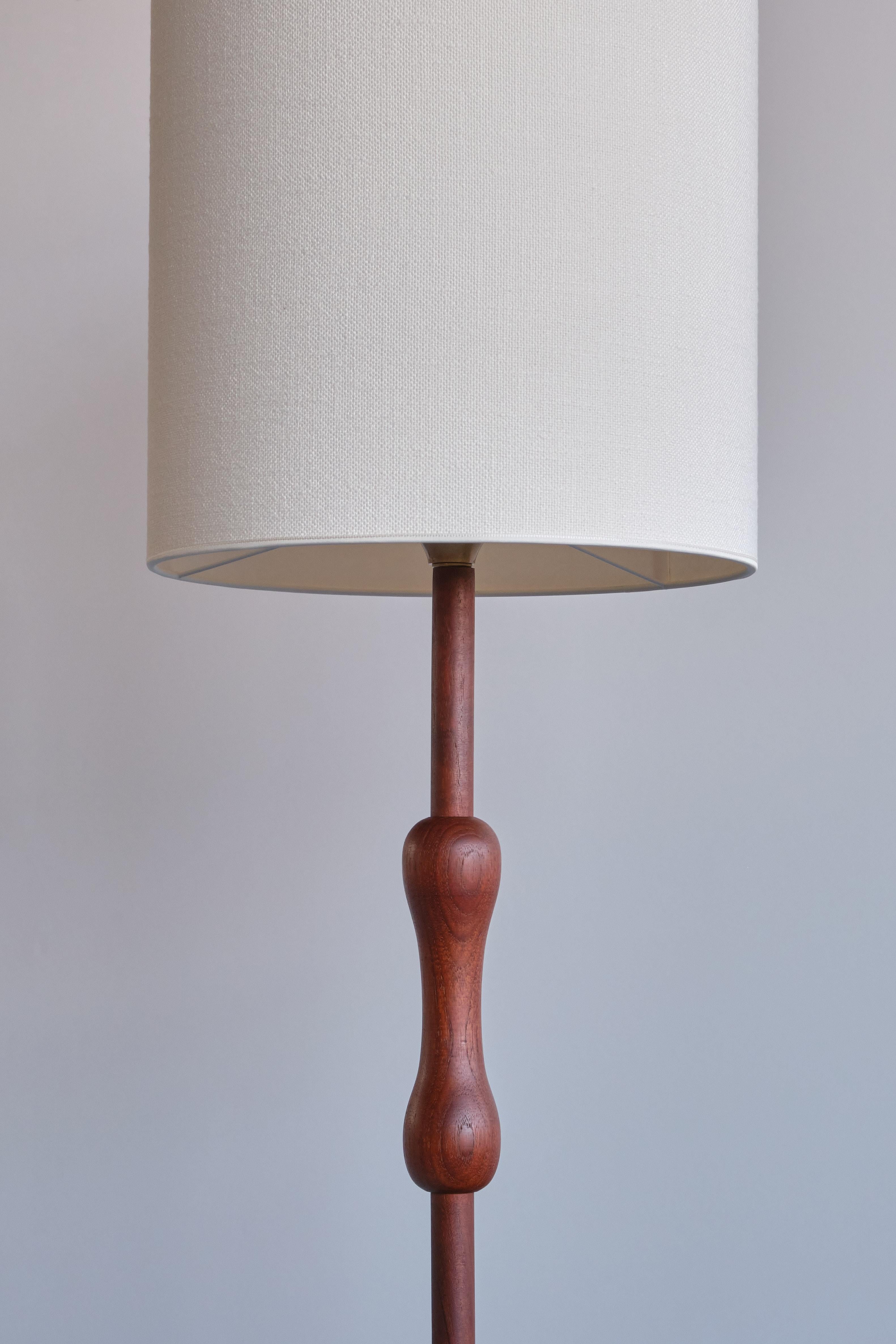 Fabric Organic Modern Floor / Table Lamp in Solid Teak Wood, Sweden, 1950s For Sale