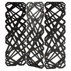Paravento moderno in stile organico in legno laccato nero - Disponibile