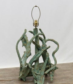 Organic Modern Form Painted Driftwood Table Lamp