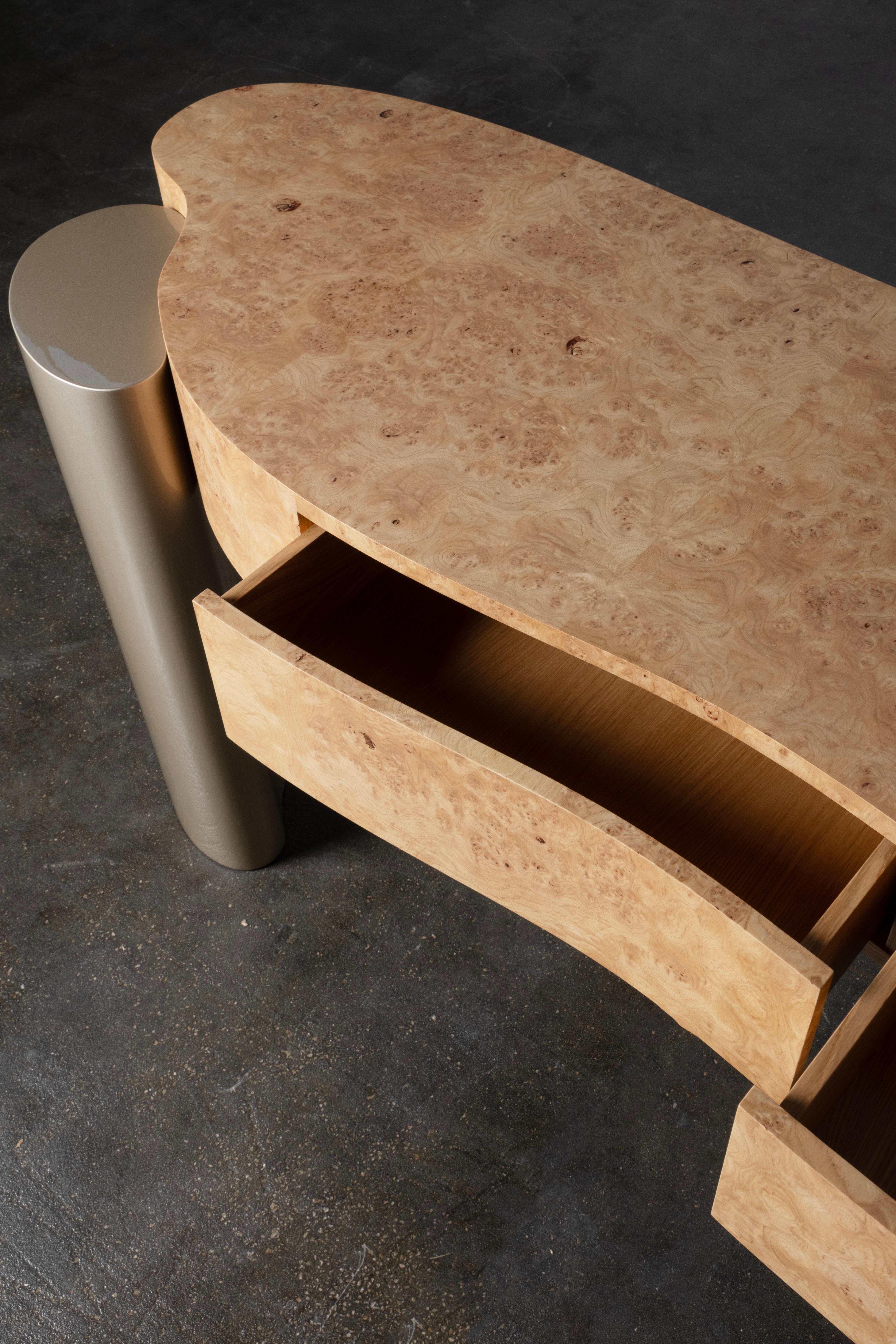 Organic Modern Formosa Console Table, Oak Root, Lacquer, Handmade by Greenapple For Sale 3