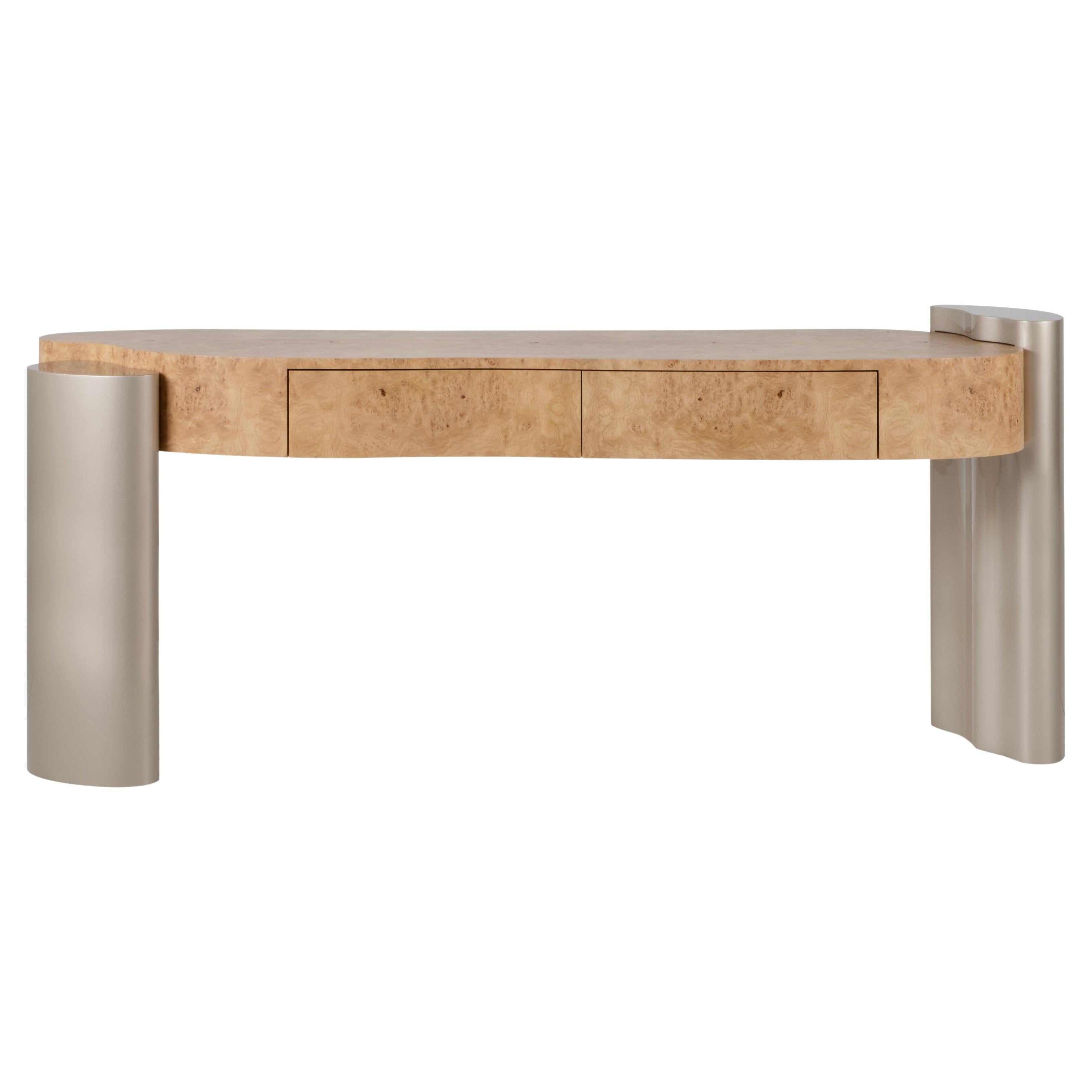 Contemporary Organic Modern Formosa Console Table, Oak Root, Lacquer, Handmade by Greenapple For Sale