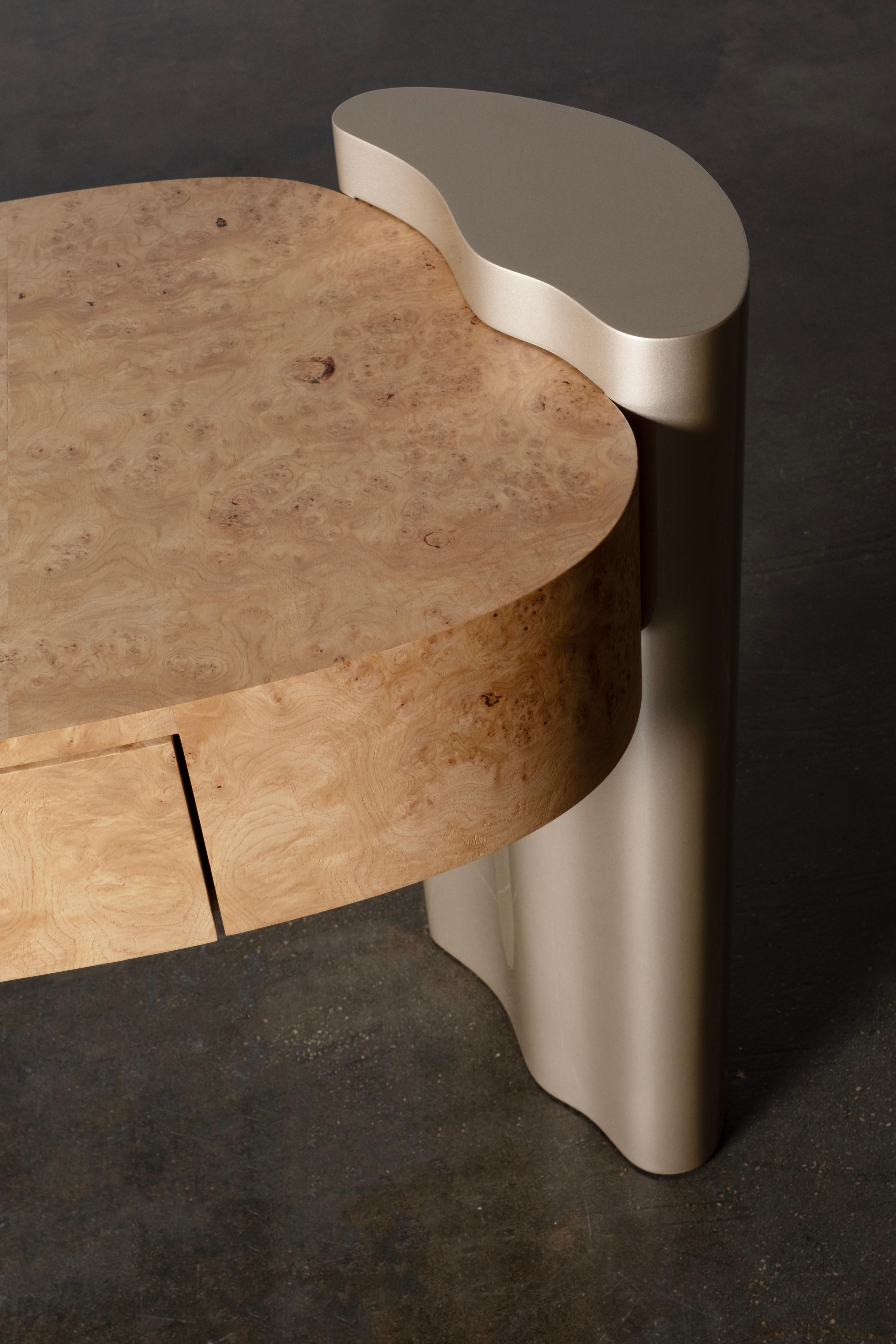 Organic Modern Formosa Console Table, Oak Root, Lacquer, Handmade by Greenapple For Sale 1