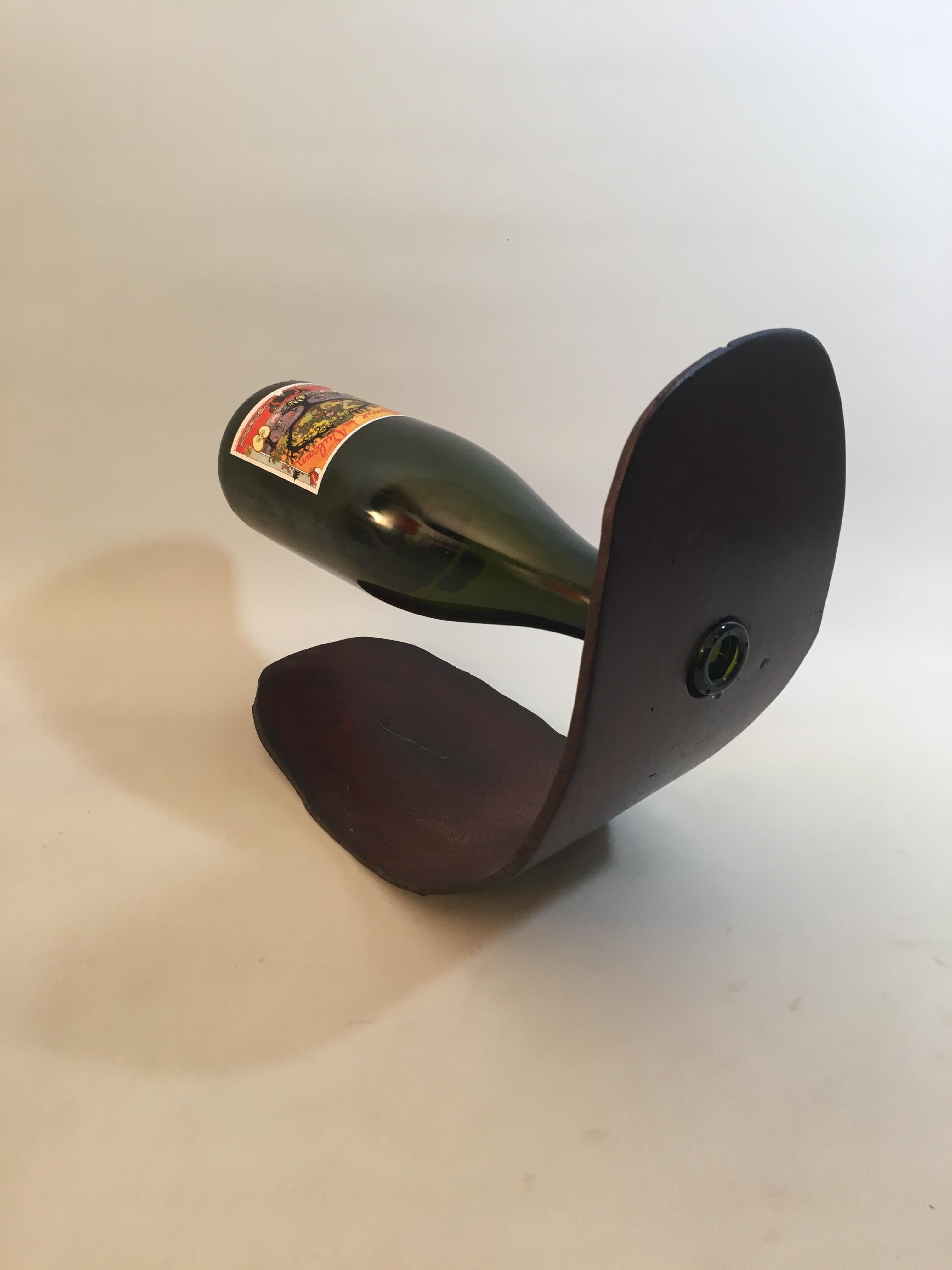 Organic Modern Free Edge Bent Rosewood Wine Holder In Good Condition In Garnerville, NY