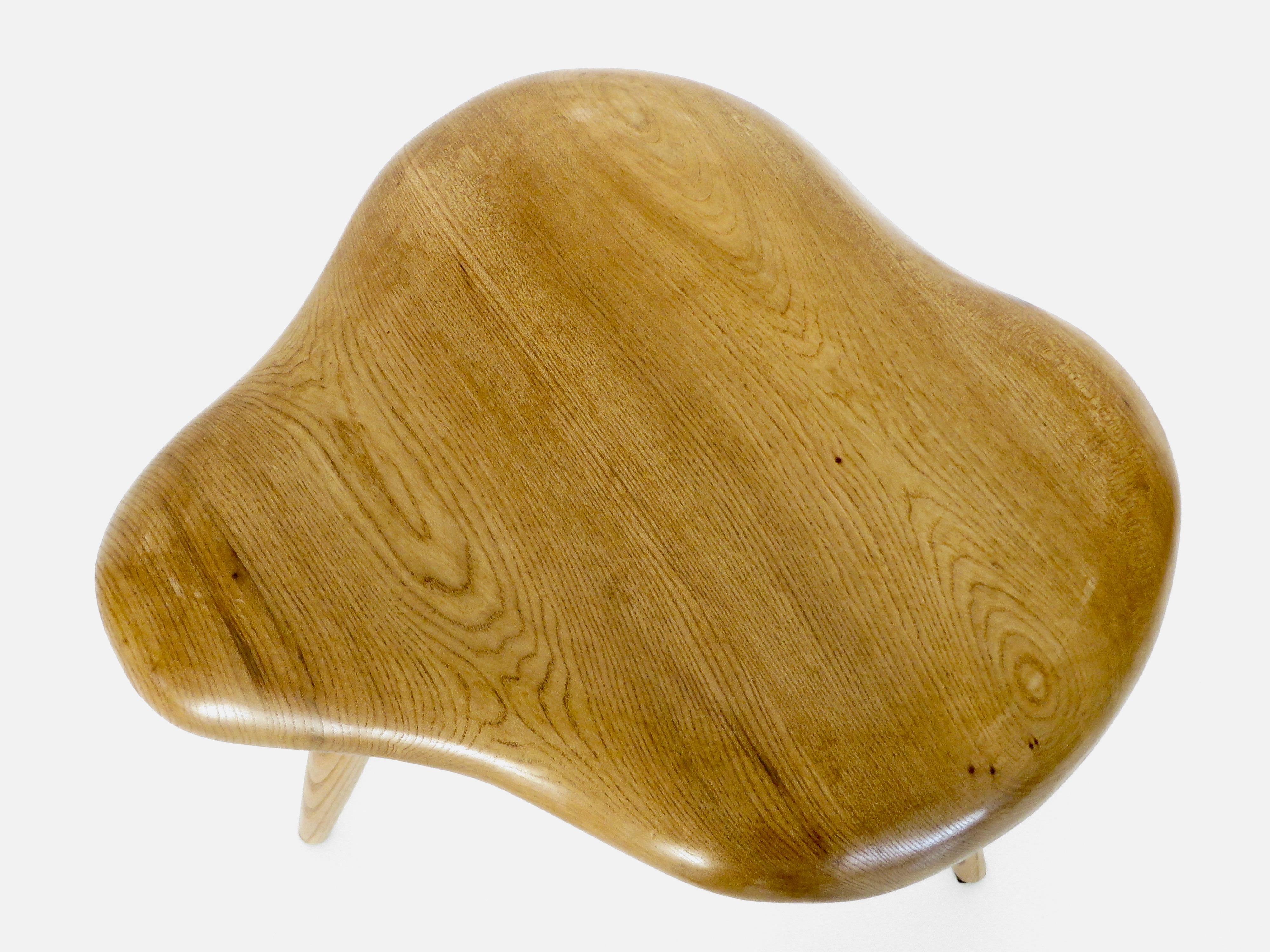 Organic Modern Freeform French Elm Wood Stool 5