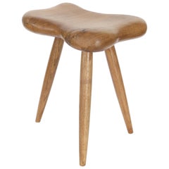 Organic Modern Freeform French Elm Wood Stool