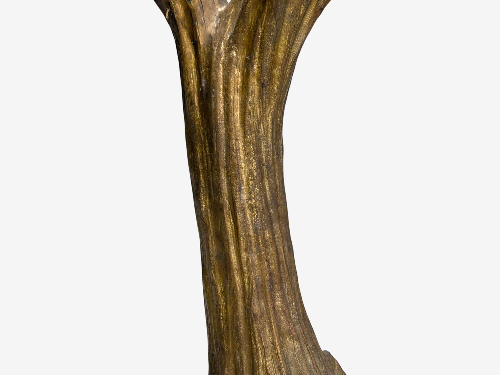Organic Modern, Gilt Metal, Faux Bois Table Base, United States, 21st c. In Good Condition For Sale In Manhasset, NY