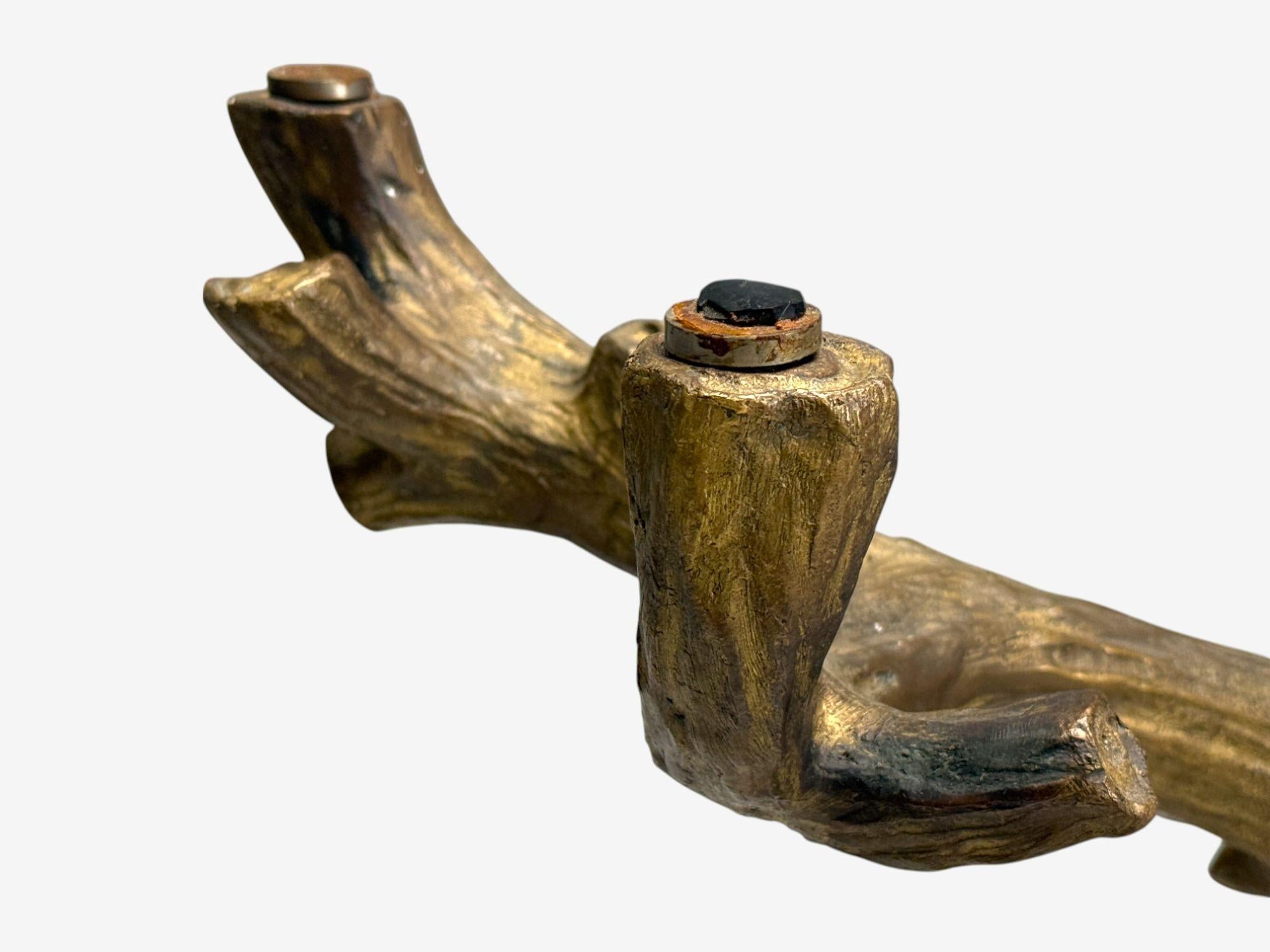 Contemporary Organic Modern, Gilt Metal, Faux Bois Table Base, United States, 21st c. For Sale