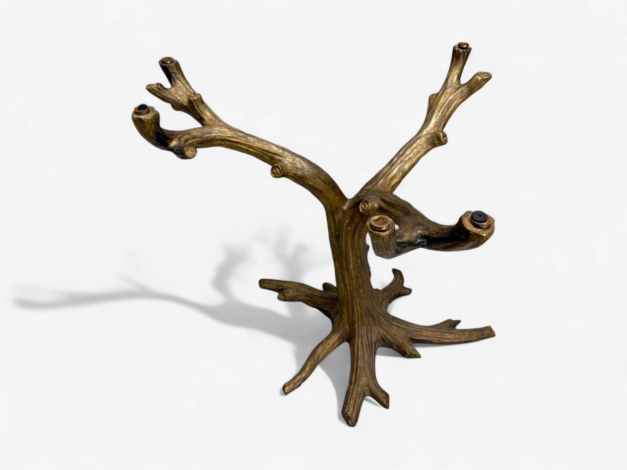 Organic Modern, Gilt Metal, Faux Bois Table Base, United States, 21st c. For Sale 2