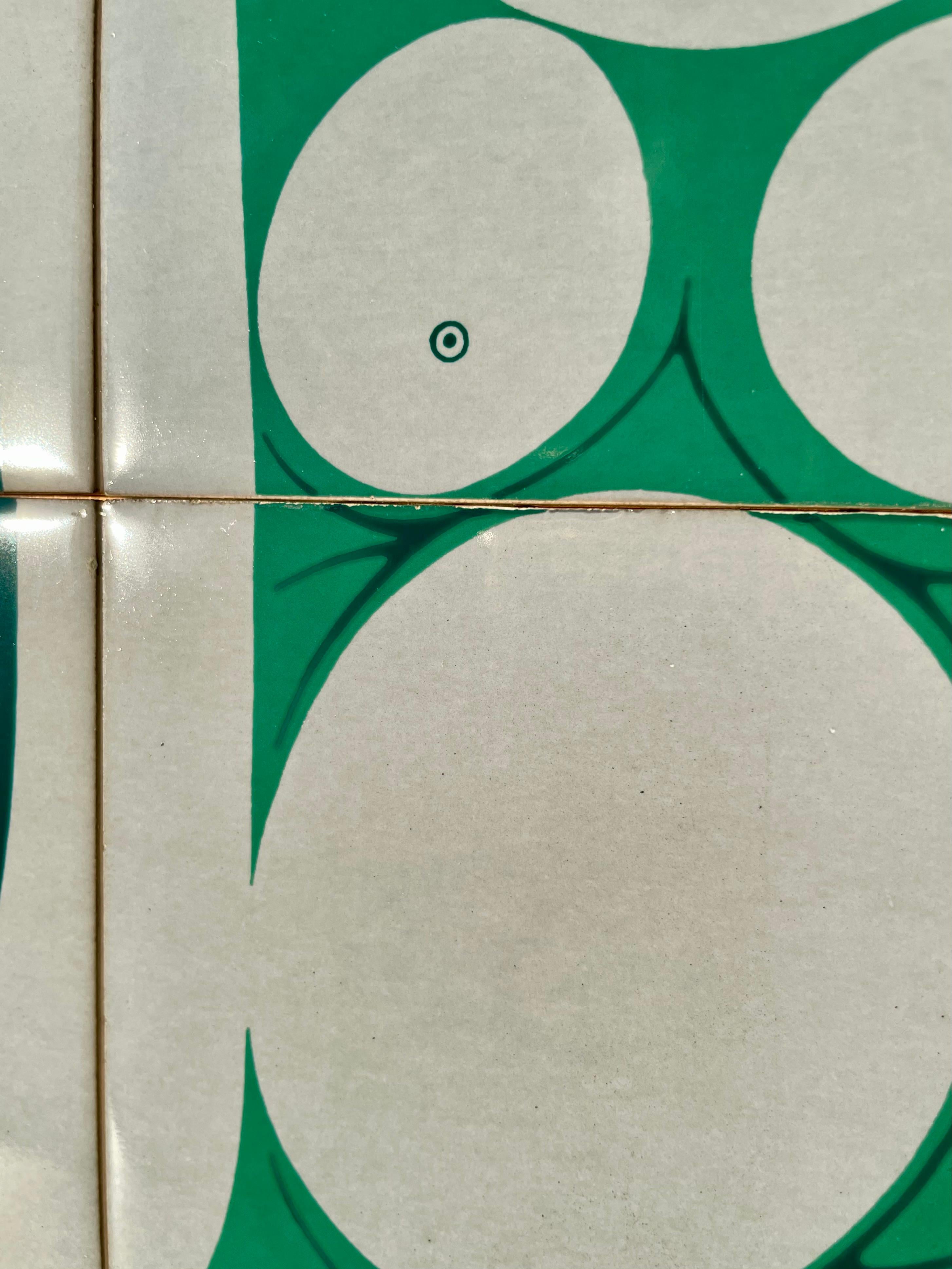 20th Century Bing & Grondahl Modernist Green Tile Wall Art Piece, 1960s For Sale