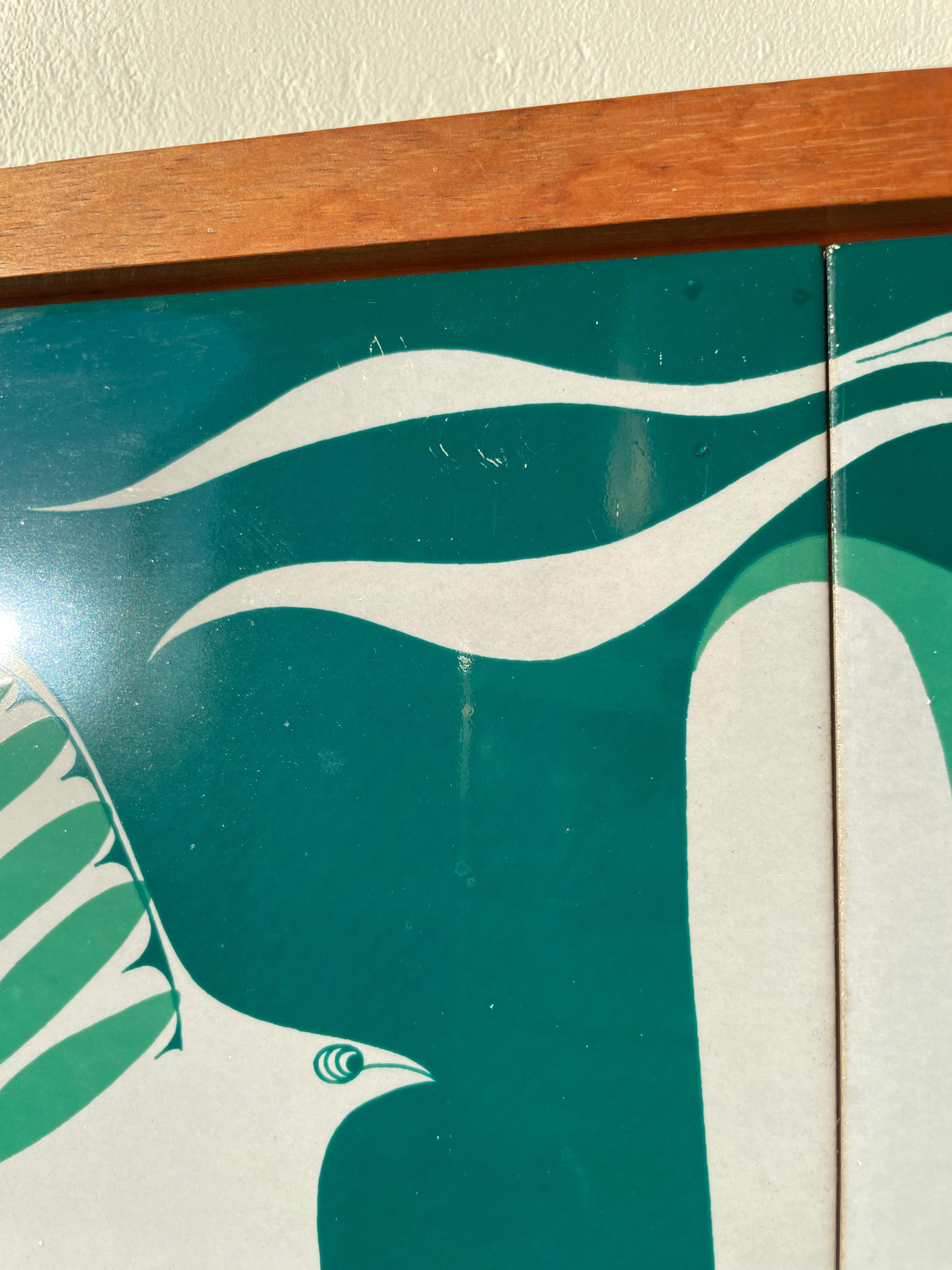 Céramique Bing & Grondahl, pièce d'art murale moderniste en carreaux verts, années 1960 en vente
