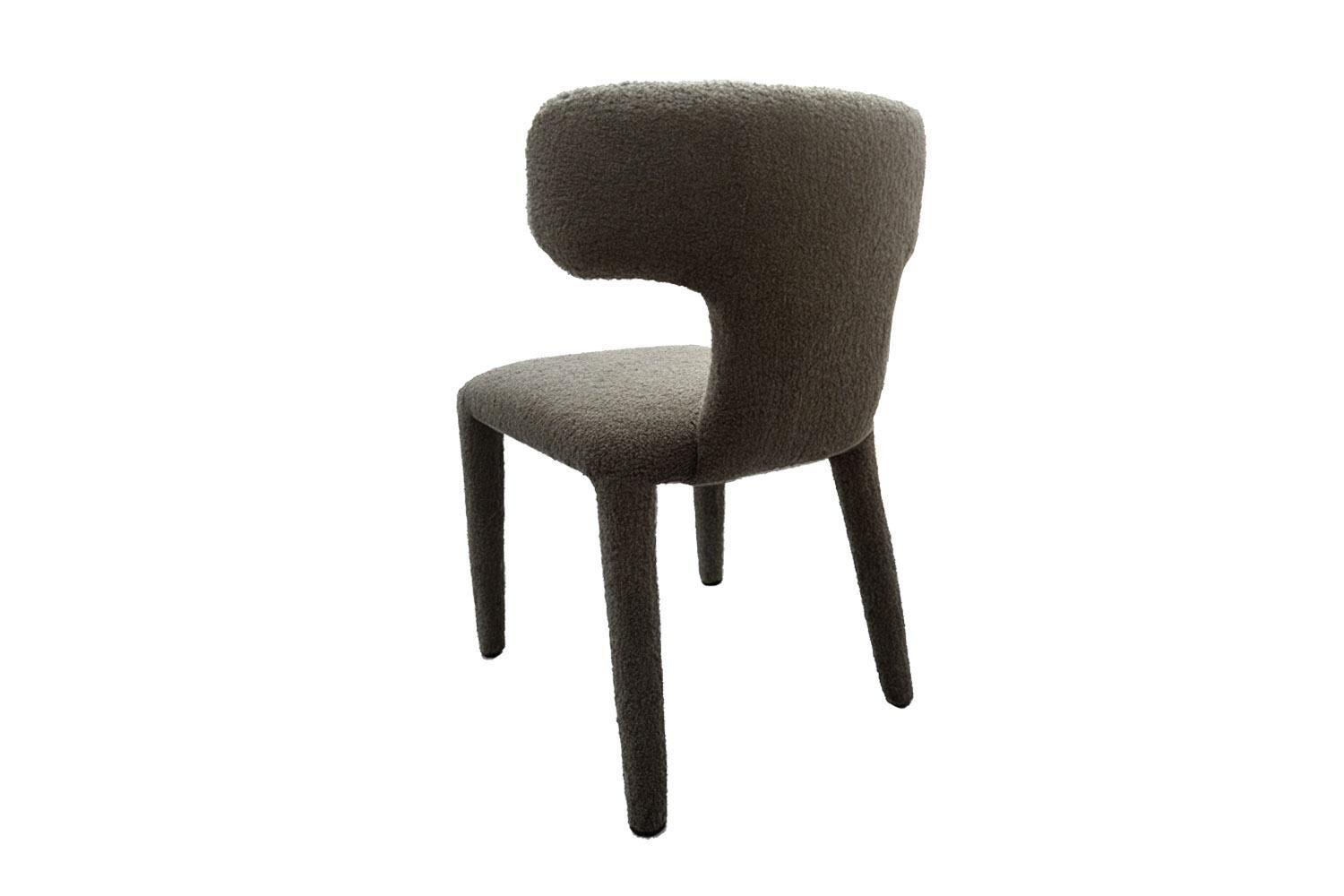 Contemporary Organic Modern Grey Bouclé Dining Chair Instinto For Sale