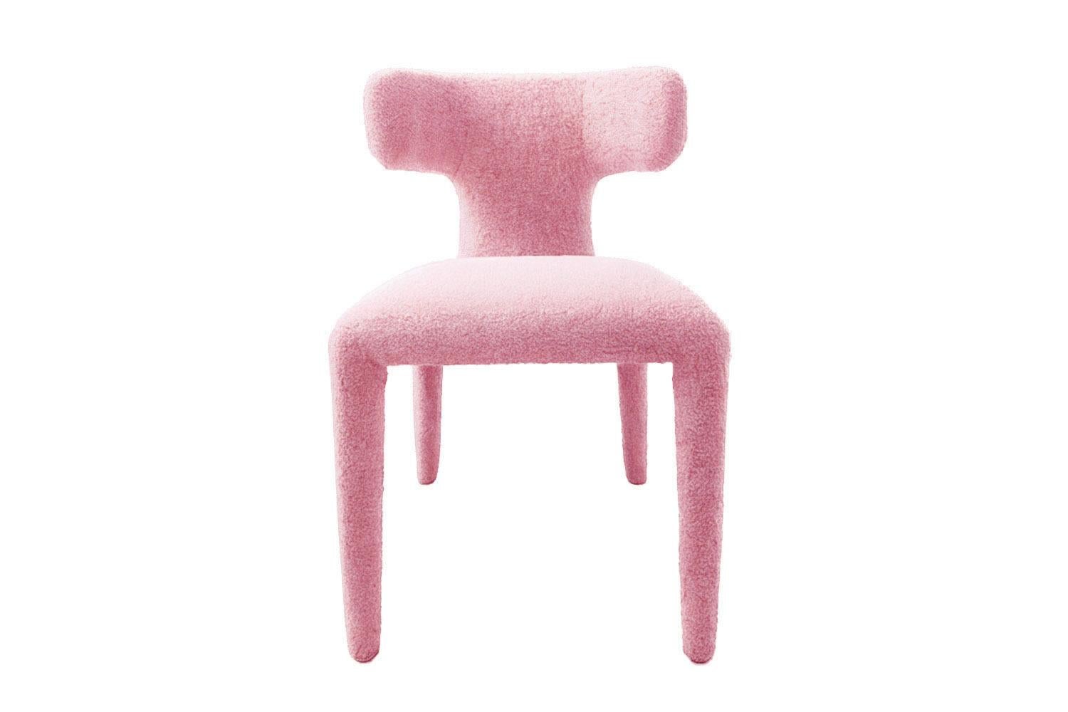 Organic Modern Grey Bouclé Dining Chair Instinto For Sale 1