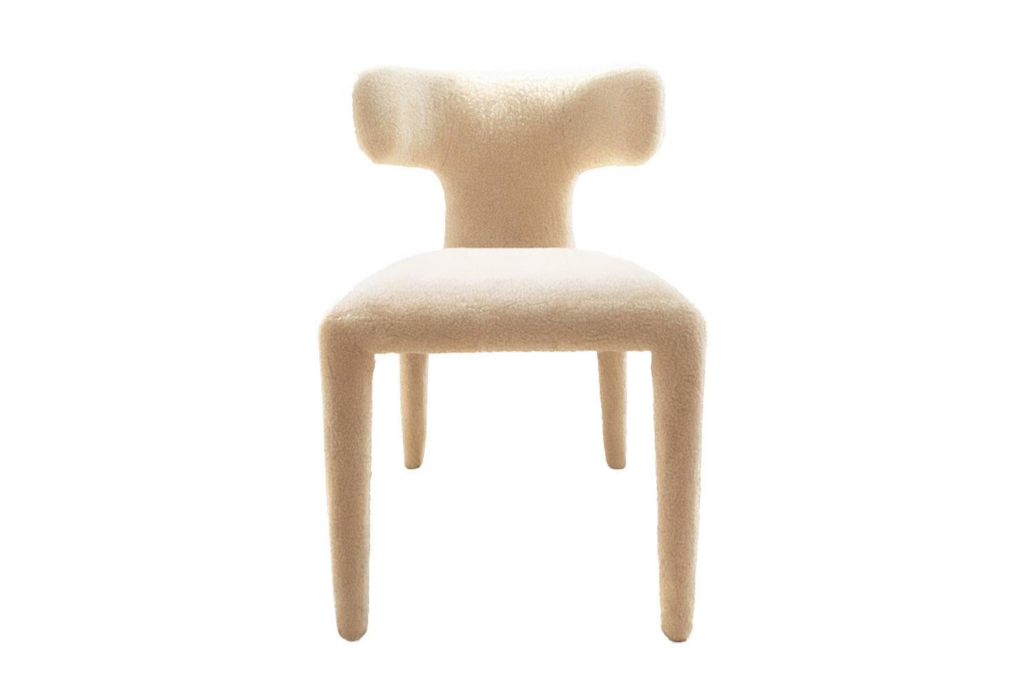 Organic Modern Grey Bouclé Dining Chair Instinto For Sale 2