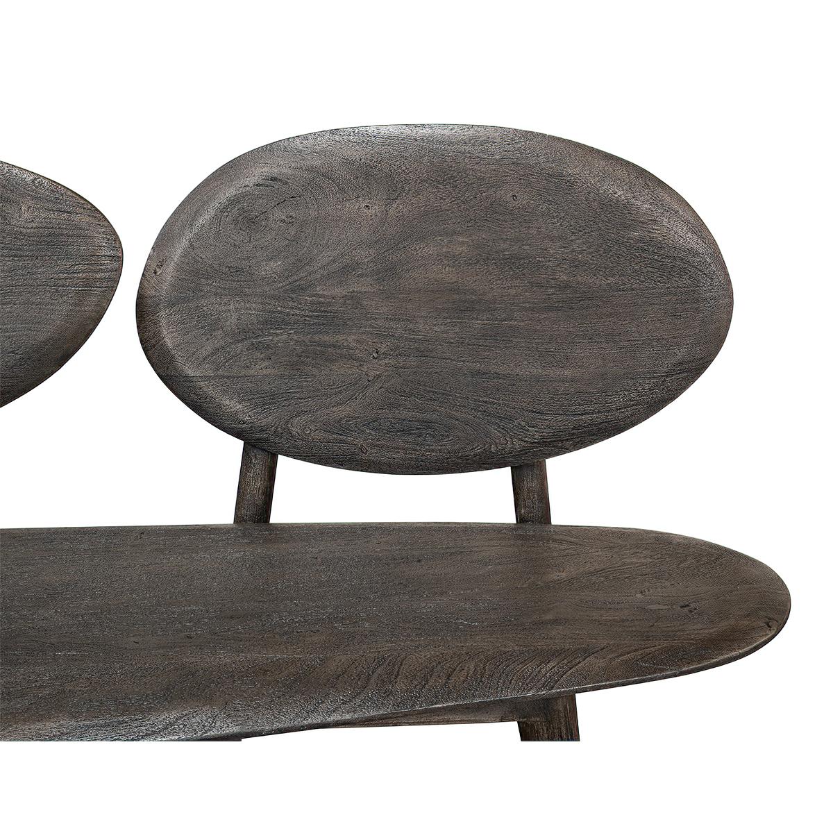 Contemporary Organic Modern Greyed Wood Bench For Sale