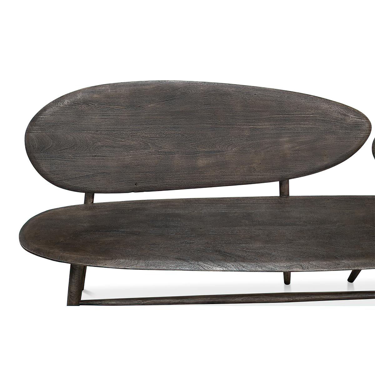 Organic Modern Greyed Wood Bench For Sale 1