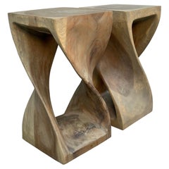 Organic Modern Hand-Carved Sculptural Wood Side Tables