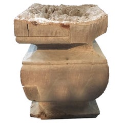 Organic Modern Hand-Carved Wooden Natural Abstract Sculpture or Side Table
