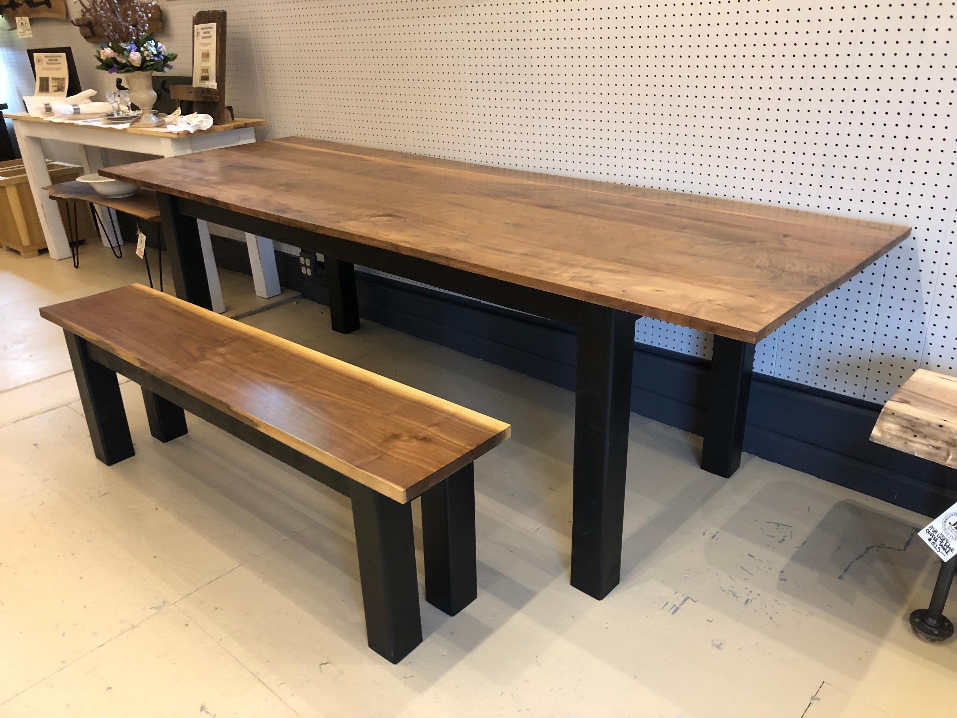 Organic Modern Hand Crafted Black Walnut Slab Farm Table In Good Condition For Sale In Hopewell, NJ