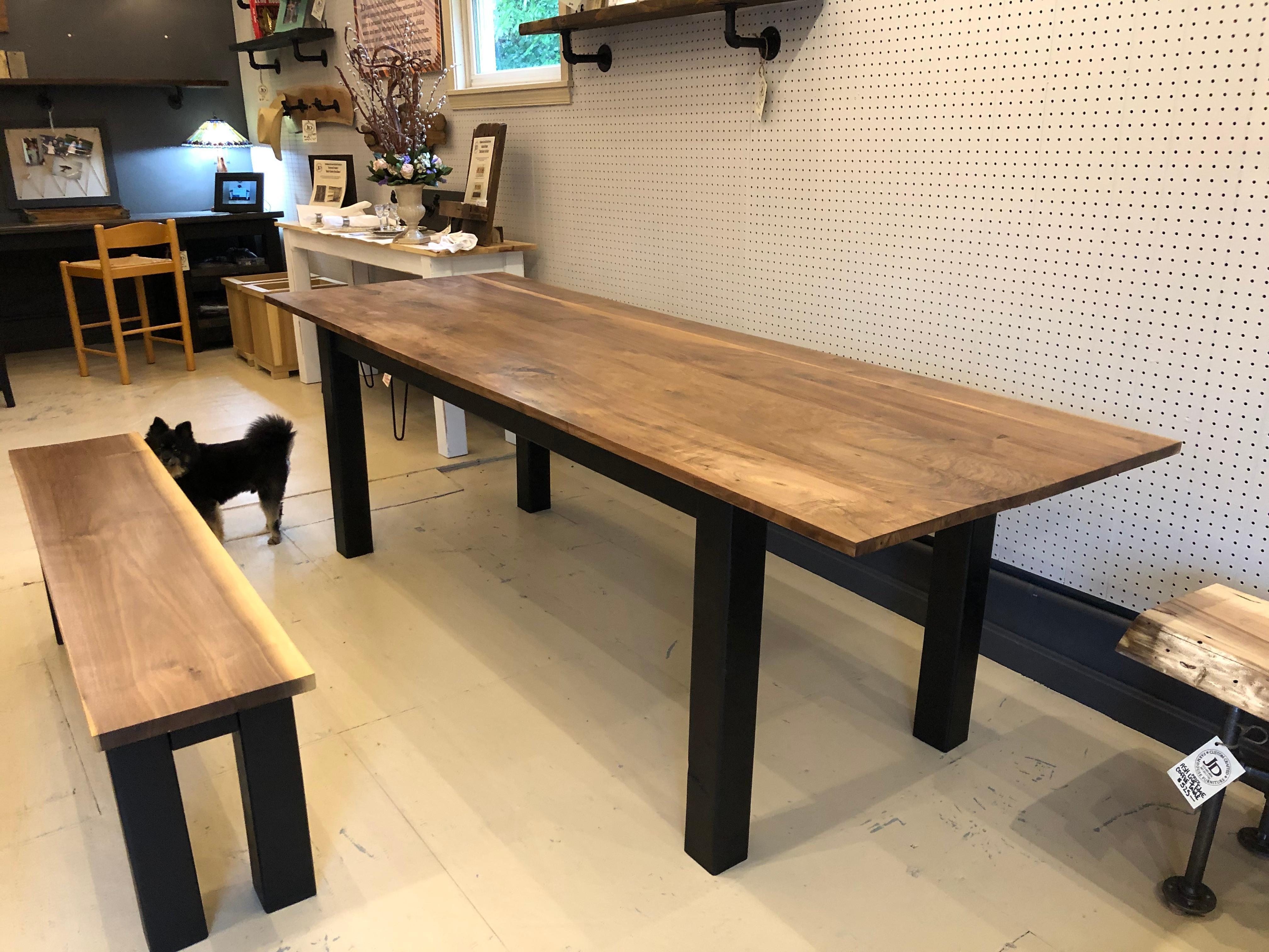 Organic Modern Hand Crafted Black Walnut Slab Farm Table For Sale 1