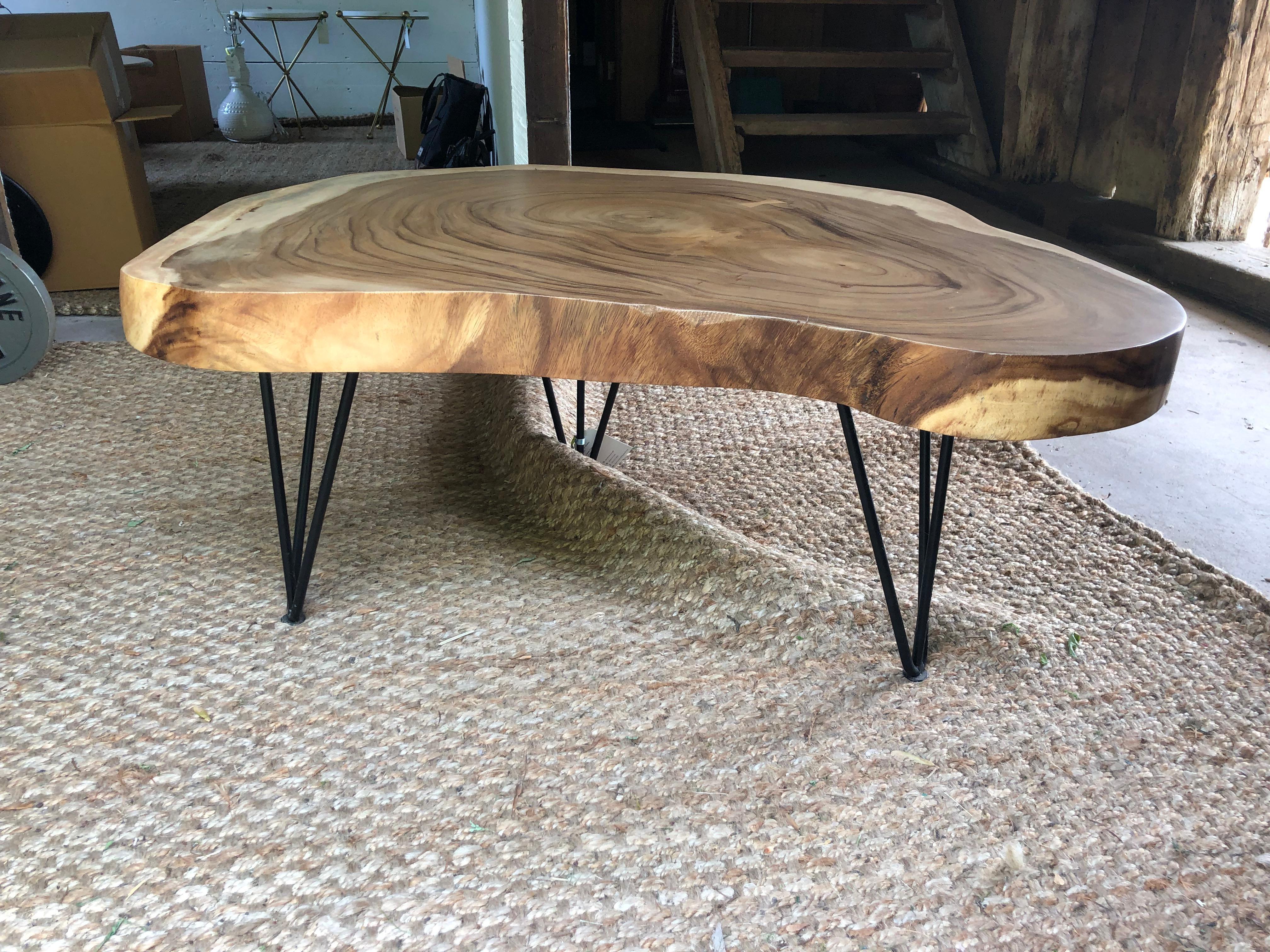 American Organic Modern Hand Made Acacia Coffee Table For Sale