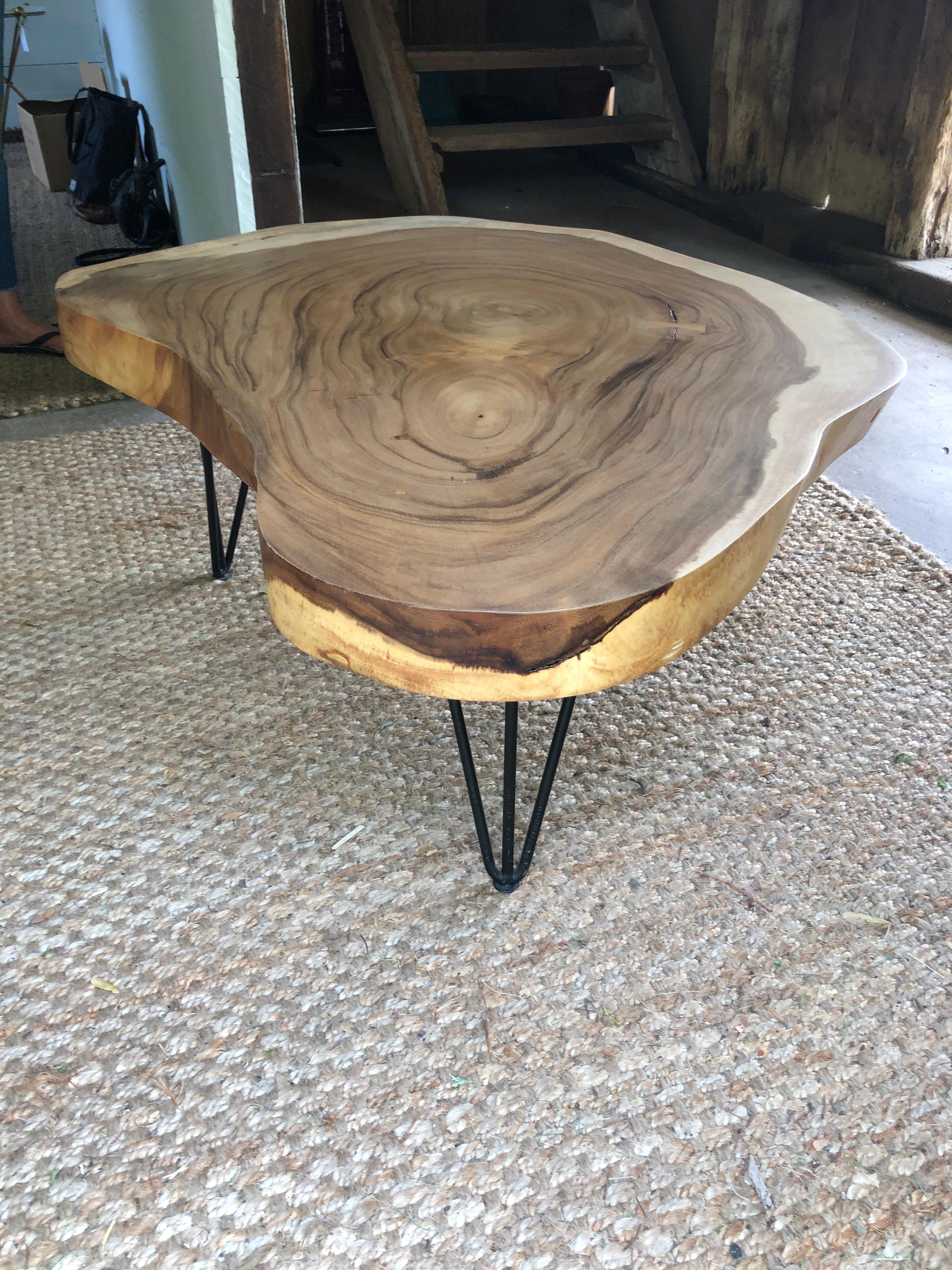 Organic Modern Hand Made Acacia Coffee Table In Good Condition For Sale In Hopewell, NJ