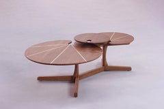 Organic Contemporary Nature KALUVA Solid Oak Wood Coffee Table with Brass