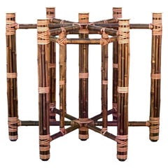 McGuire Tavolo da pranzo esagonale moderno organico in bambù e rattan con piano in vetro