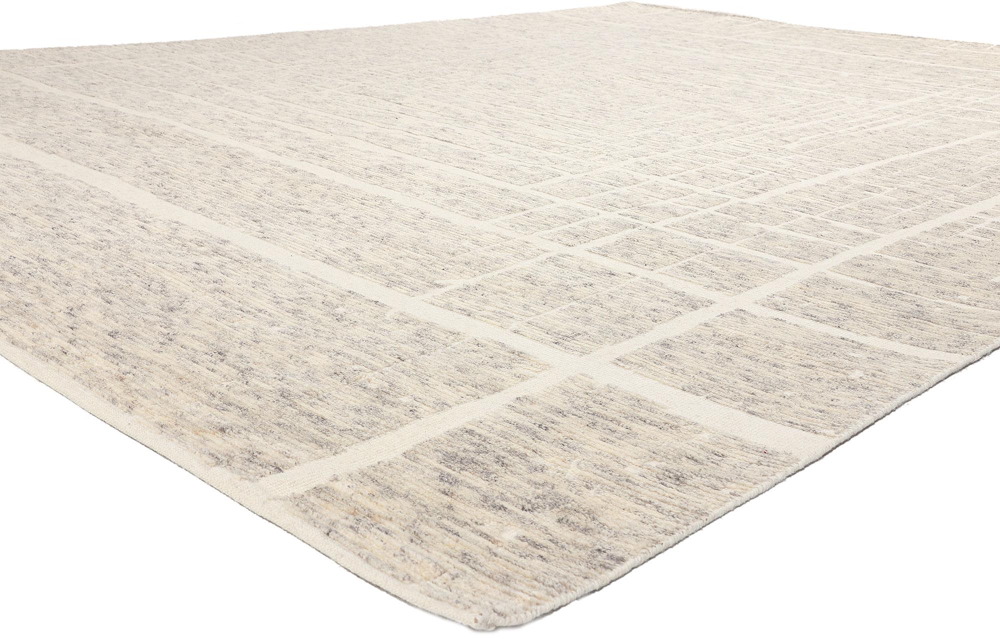 30988 Organic Modern High-Low Rug, 10'04 x 13'11.
Abstract Expressionism meets subtle Shibui in this neutral organic modern geometric high-low rug. The intrinsic cubist design and neutral earth-tone colors woven into this piece work together
