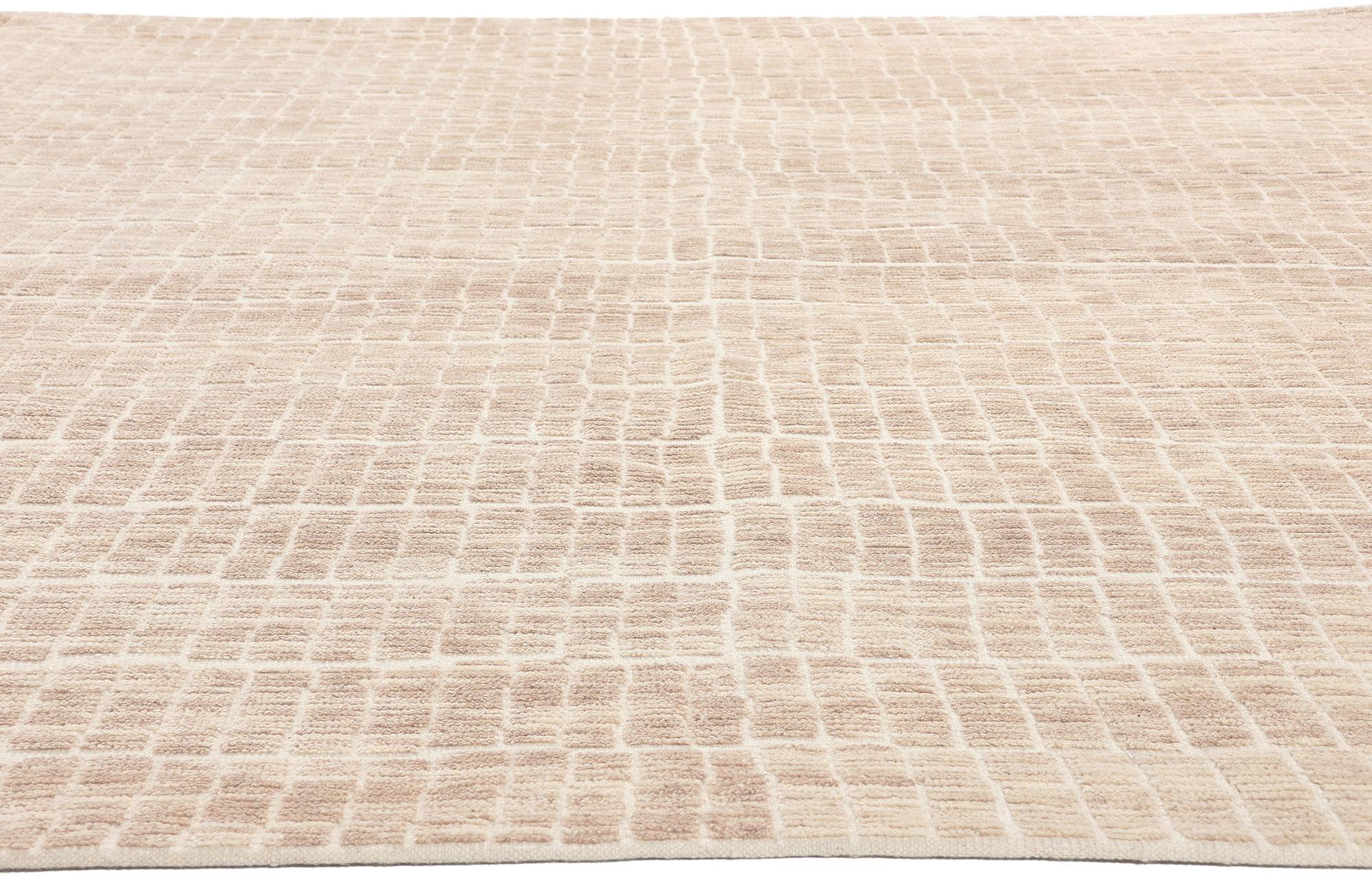 Indian Organic Modern High-Low Rug, Abstract Expressionism Meets Subtle Shibui For Sale