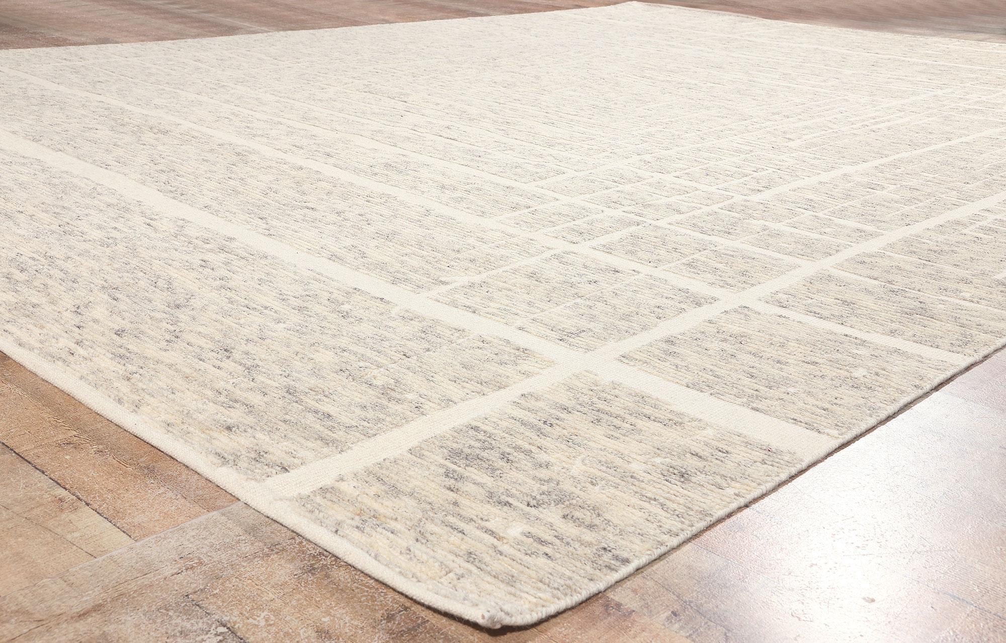 Wool Organic Modern High-Low Rug, Abstract Expressionism Meets Subtle Shibui For Sale