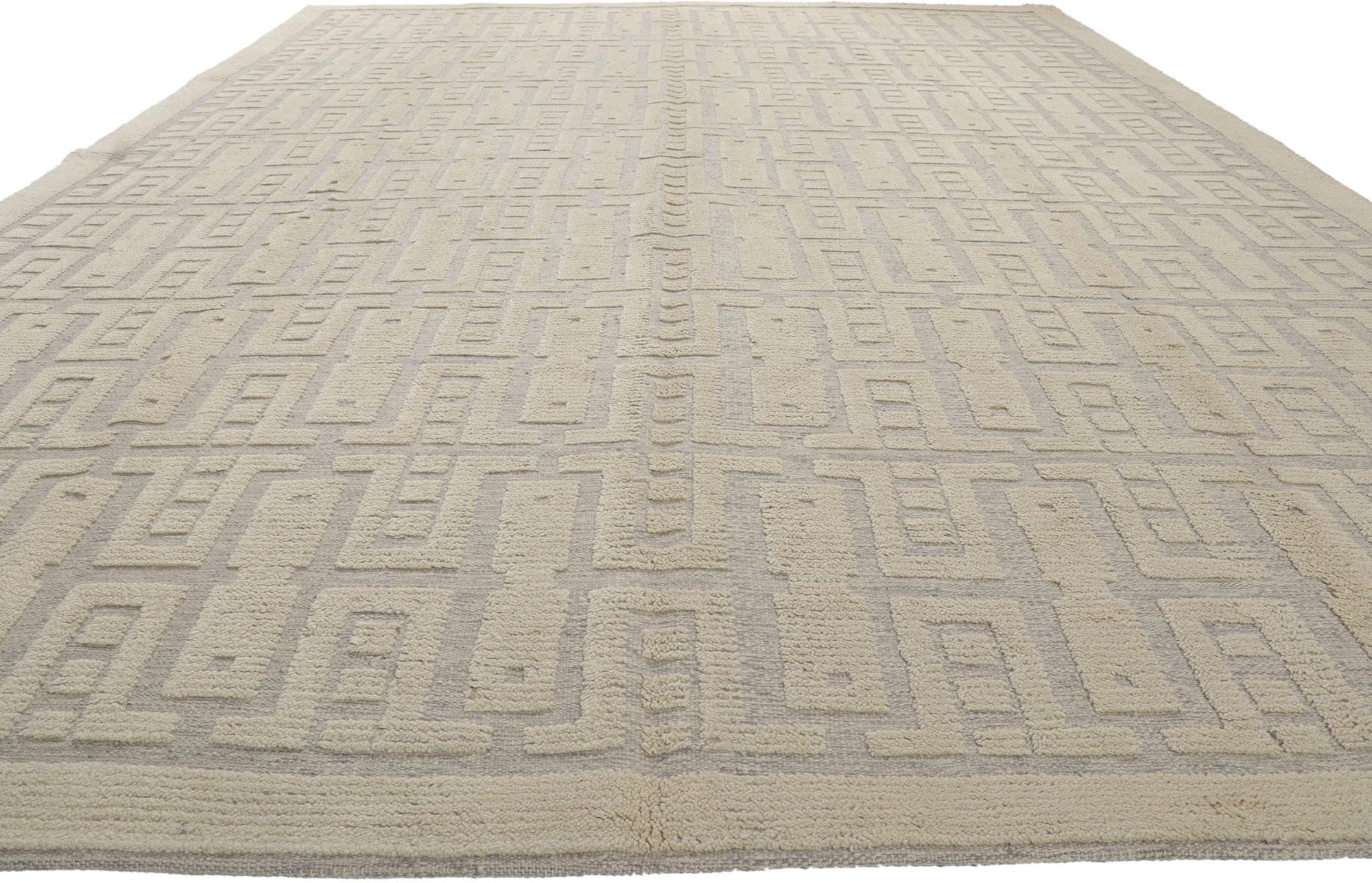 Indian Organic Modern High-Low Rug Inspired by Sigvard Bernadotte For Sale