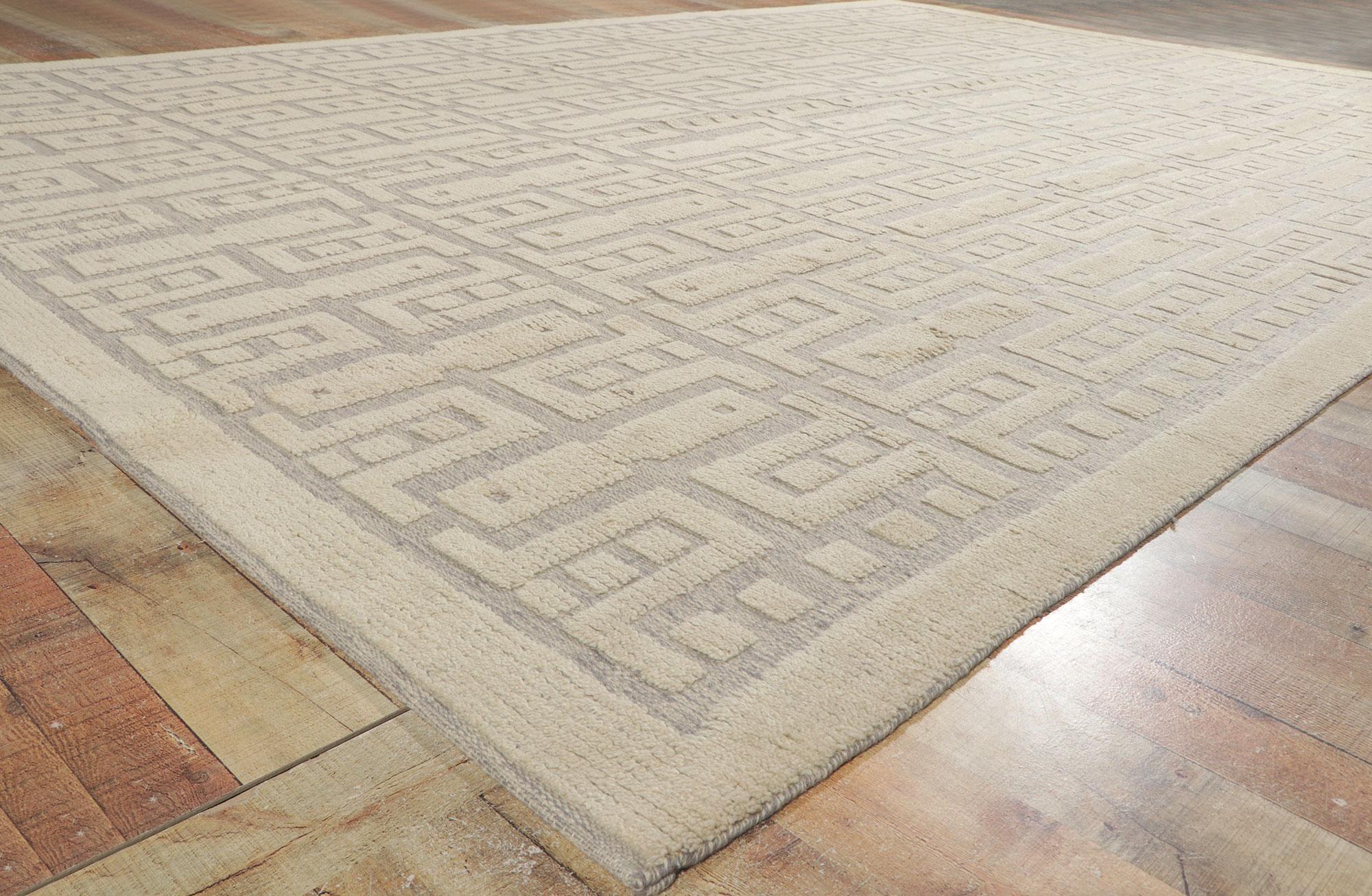 Wool Organic Modern High-Low Rug Inspired by Sigvard Bernadotte For Sale