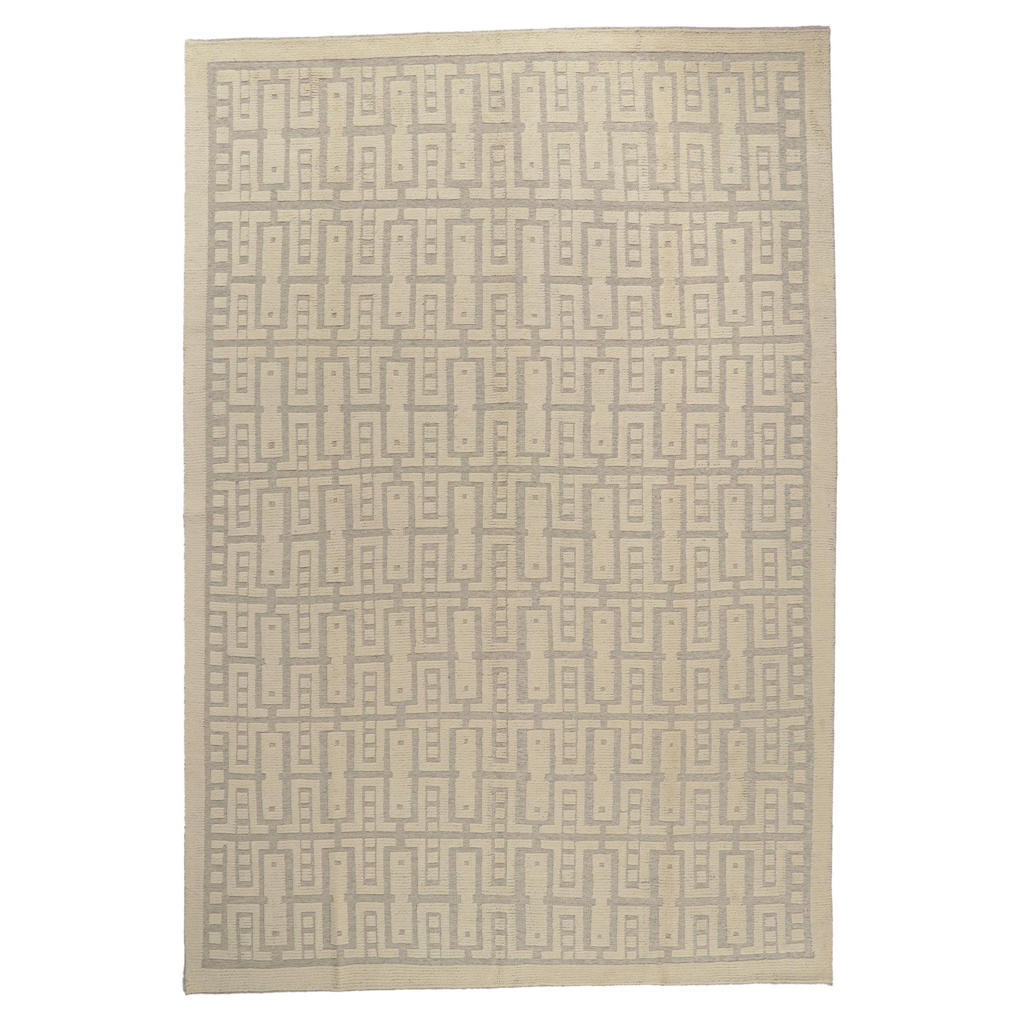 Organic Modern High-Low Rug Inspired by Sigvard Bernadotte For Sale