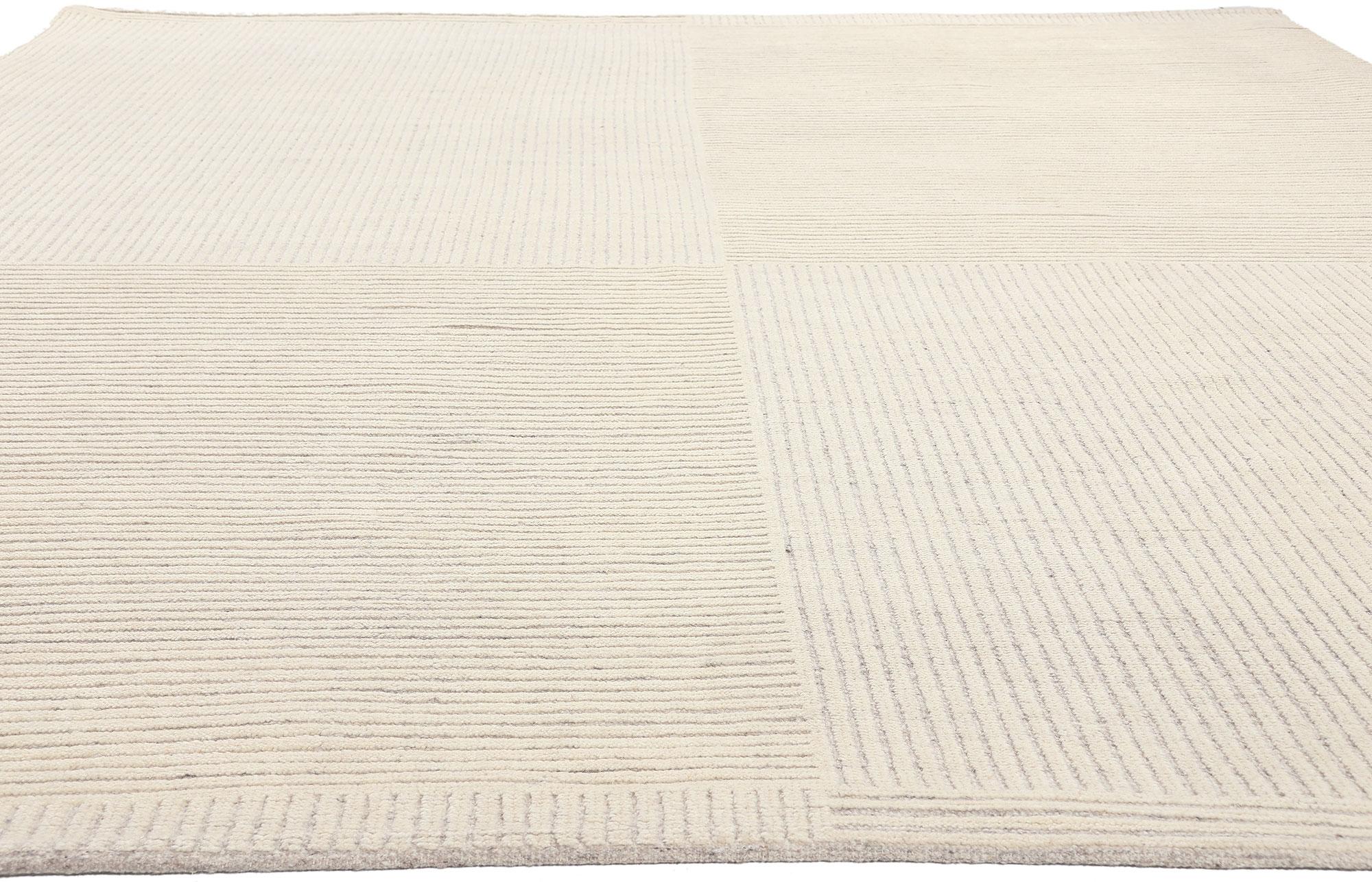 Indian Organic Modern High-Low Rug, Subtle Shibui Meets Cohesive Coziness For Sale