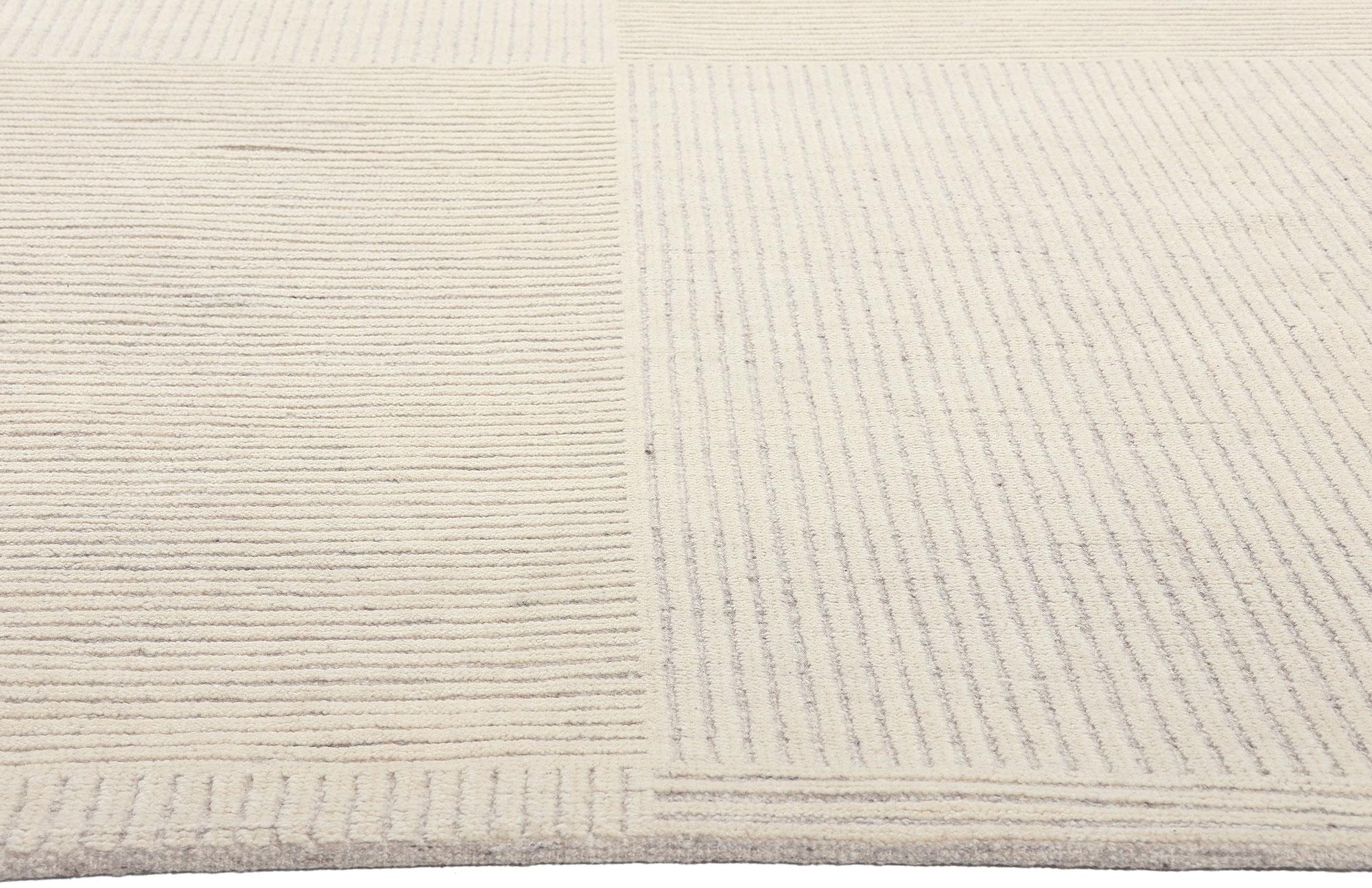 Hand-Woven Organic Modern High-Low Rug, Subtle Shibui Meets Cohesive Coziness For Sale