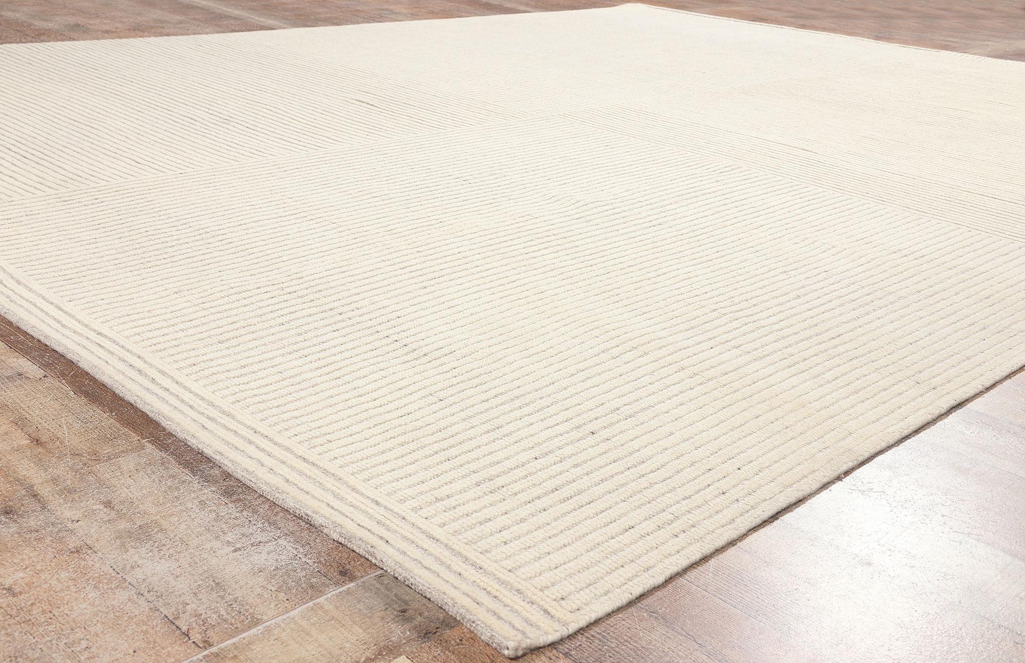 Wool Organic Modern High-Low Rug, Subtle Shibui Meets Cohesive Coziness For Sale