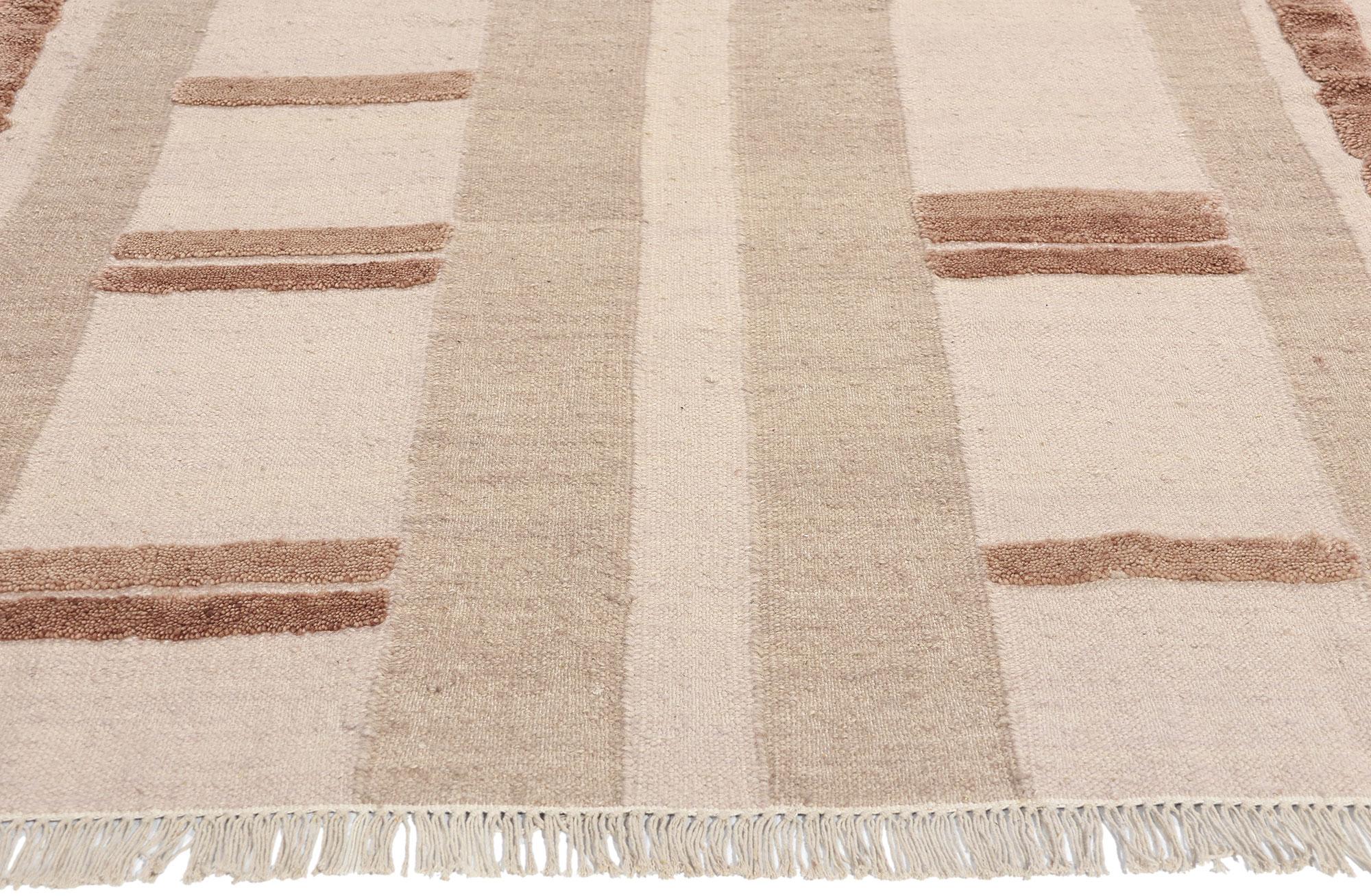 Hand-Woven Organic Modern High-Low Souf Rug For Sale