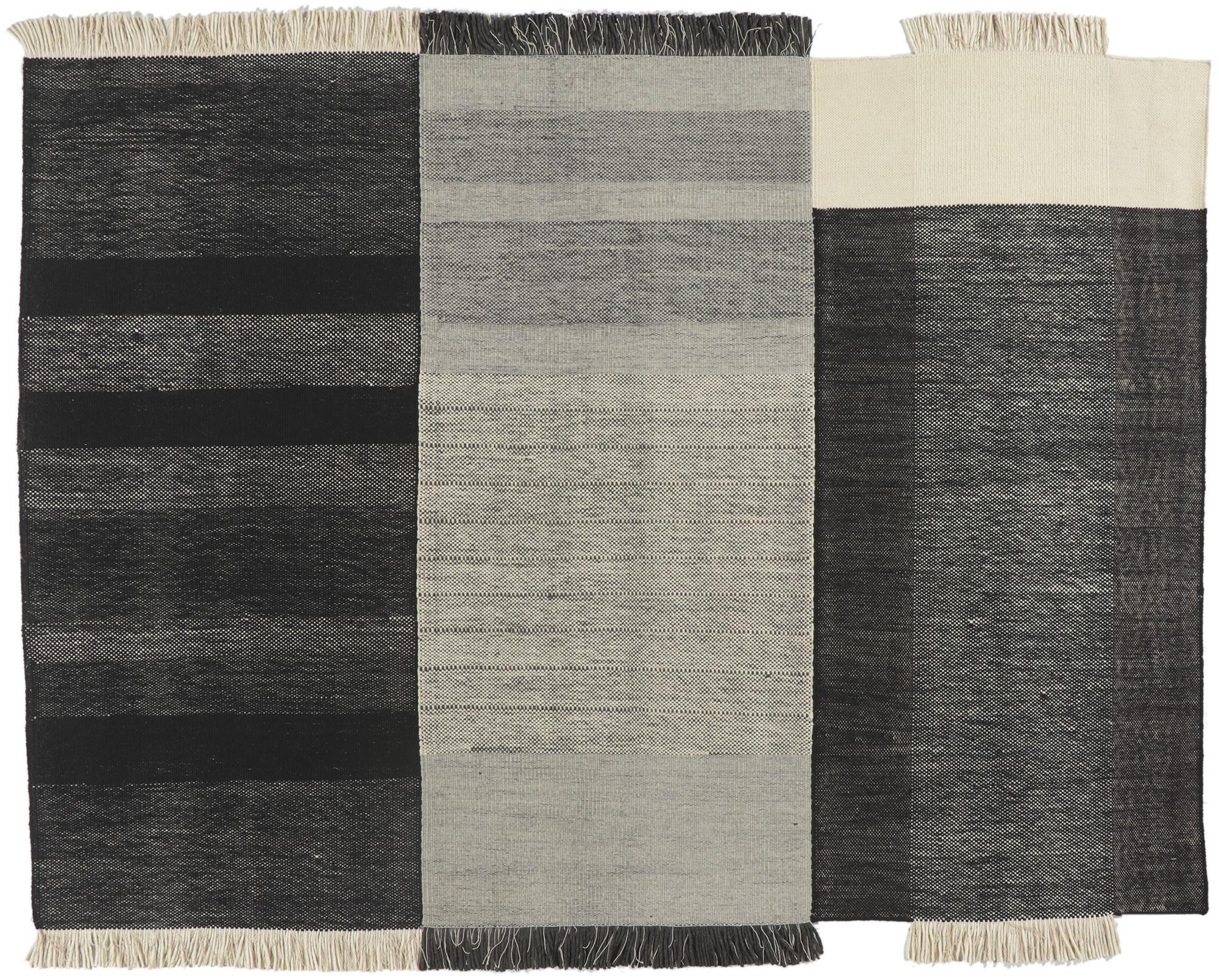 Hand-Woven Organic Modern Indian Kilim Rug, Natural Elegance Meets Timeless Style For Sale