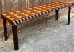 Organic Modern Inlaid Mahogany Console Table / Dining / Desk